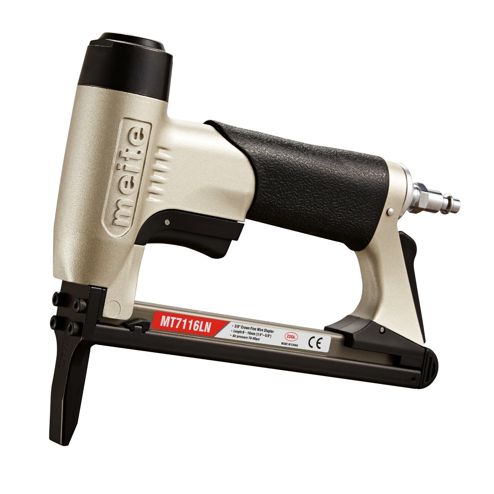 meite MT7116LN 22GA 3/8” Crown Pneumatic Upholstery Stapler with Long Muzzle