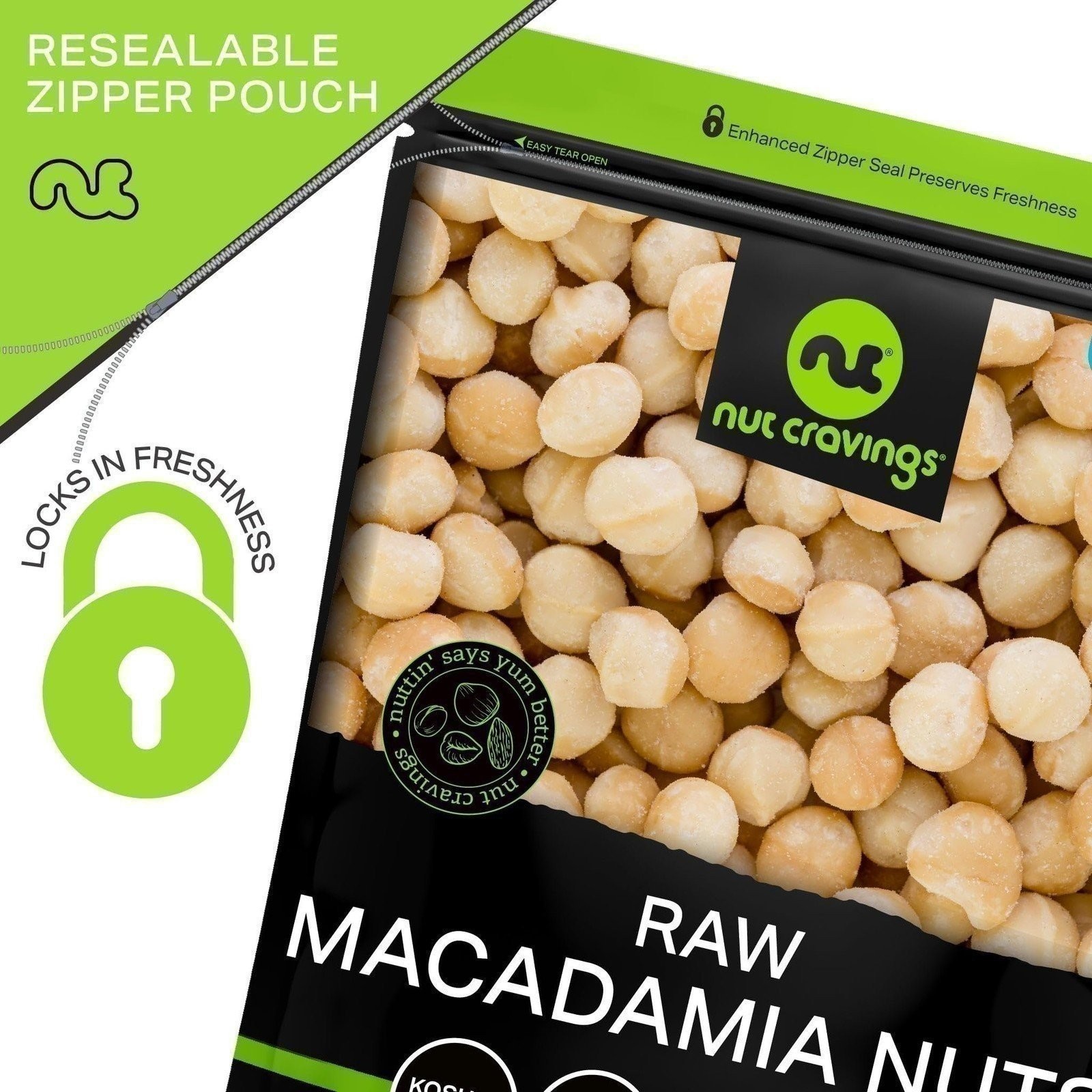 Raw Macadamia Nuts, Resealable Bag, Vegan, Healthy Snack, Natural, Kosher