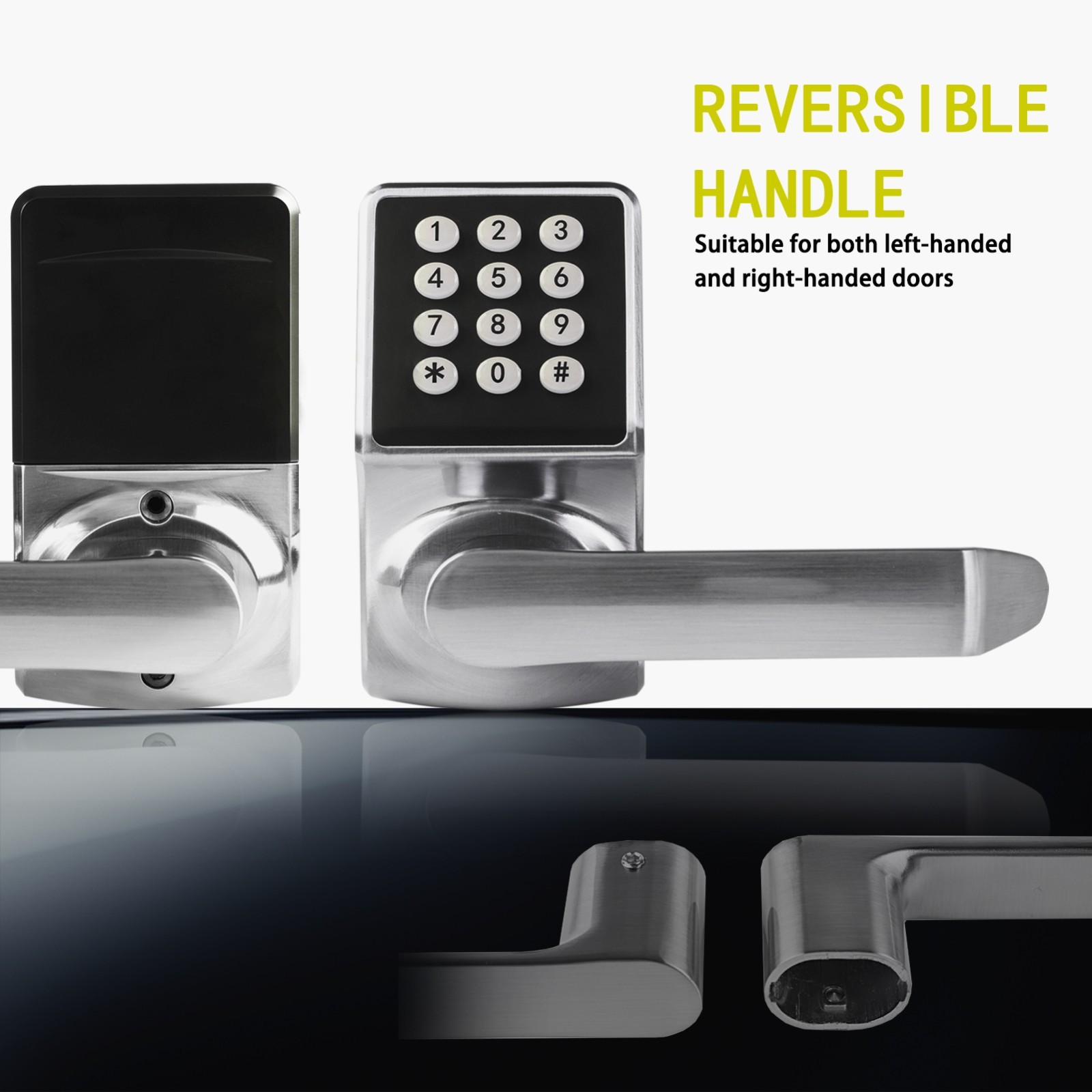 Keypad Door Lock with Handle-Keyless Entry Door Lock -Brushed Nickel