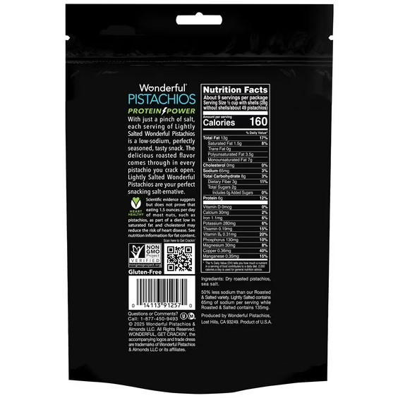 Wonderful Pistachios In-Shell Lightly Salted Nuts, 16 Ounce Bag