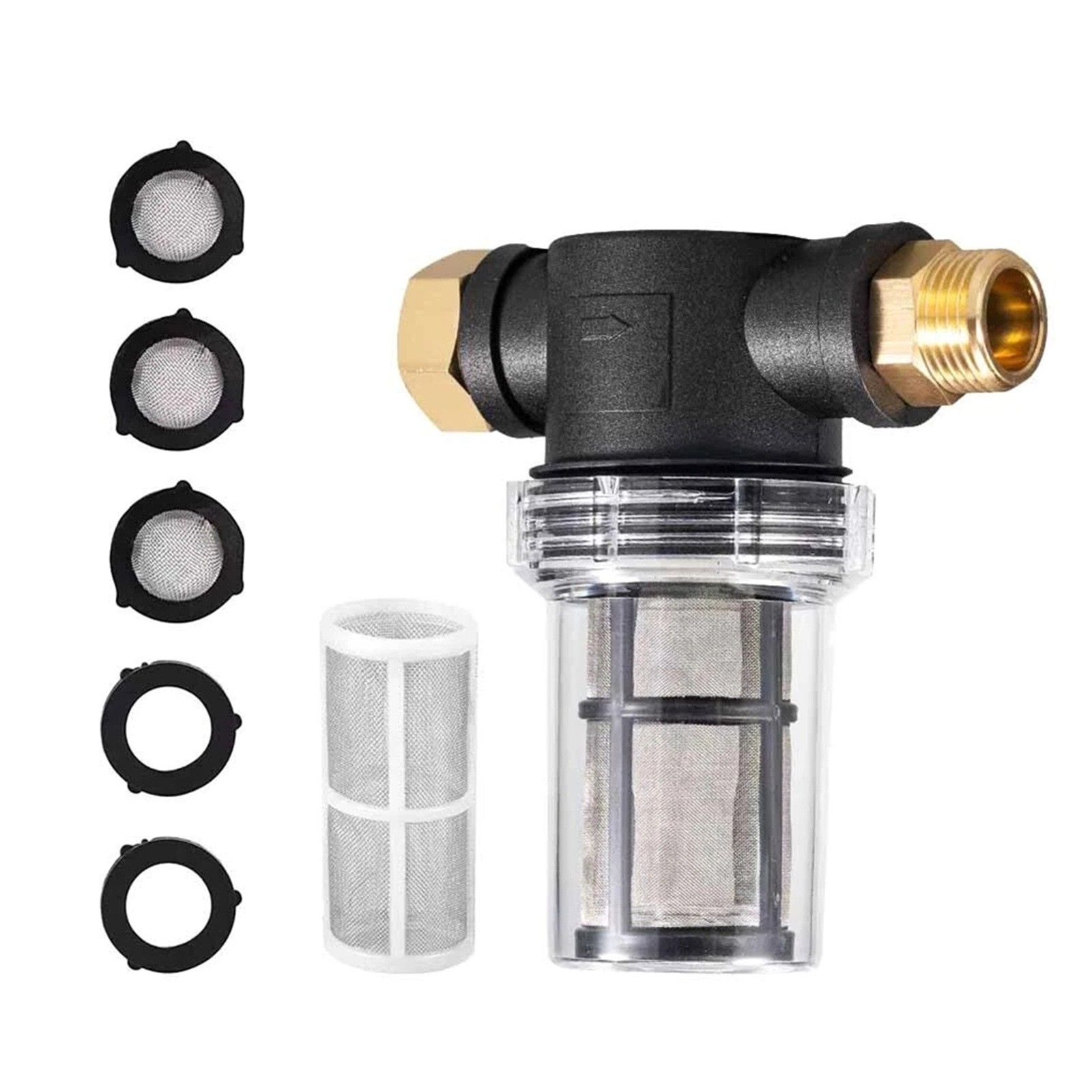 Plastic Metal Inline Water Filter Garden Pressure Washer 40 Mesh 100 Mesh Screen