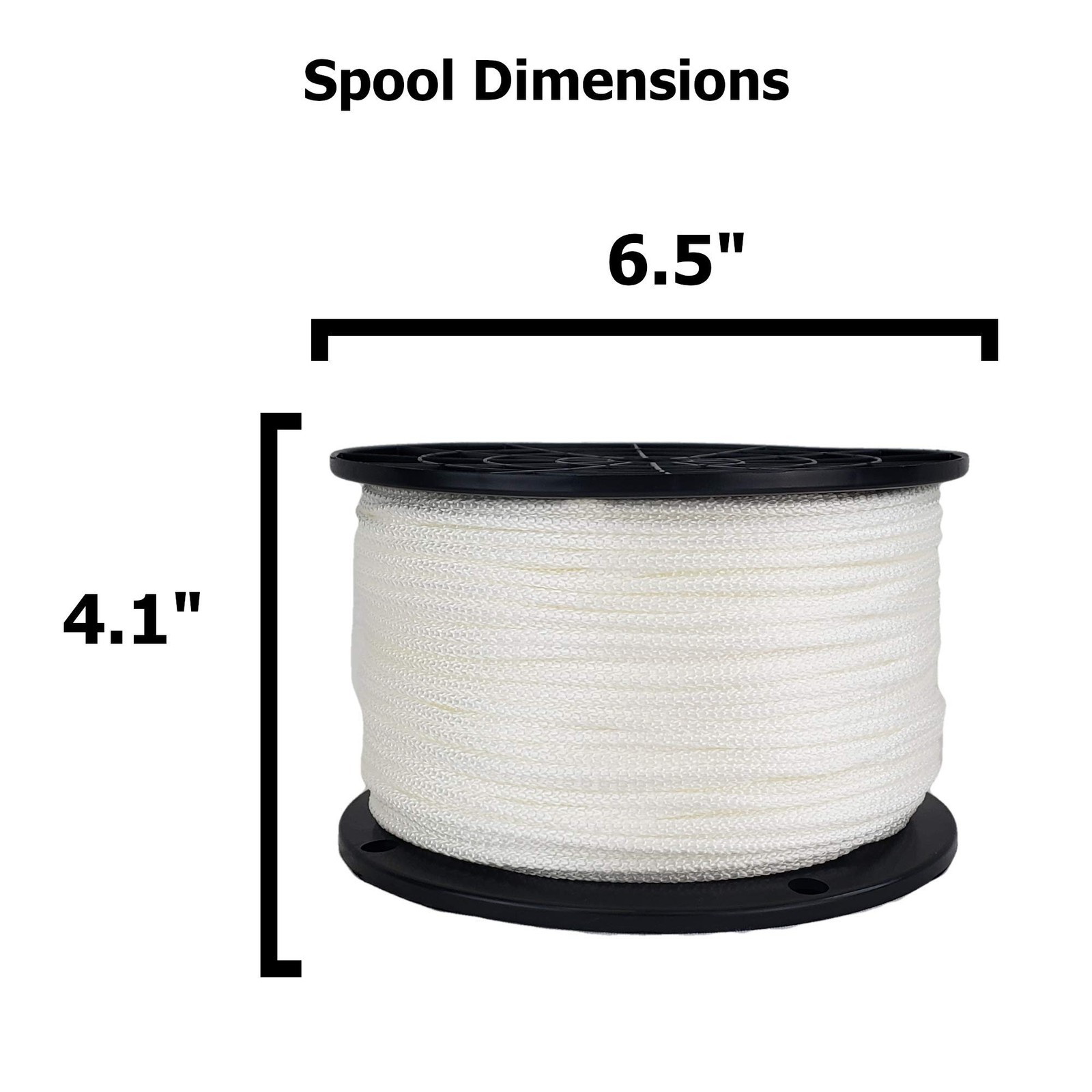 1/8″ Nylon Rope, Solid Braid Utility 500 ft x 500 spool, White