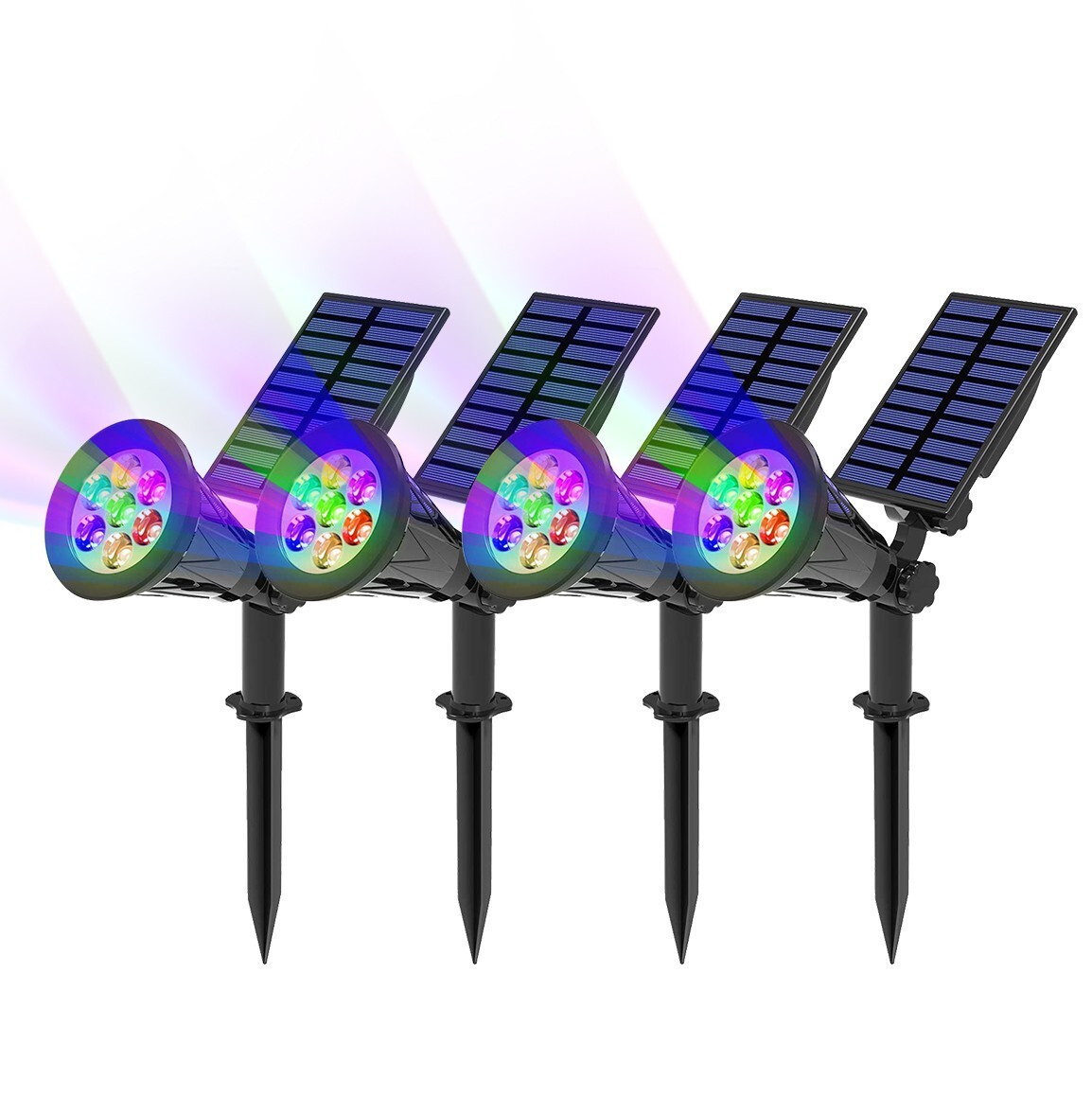 T-SUN 4Pks Solar LED Landscape Spotlights RGB Color Outdoor Garden Pathway Lamps