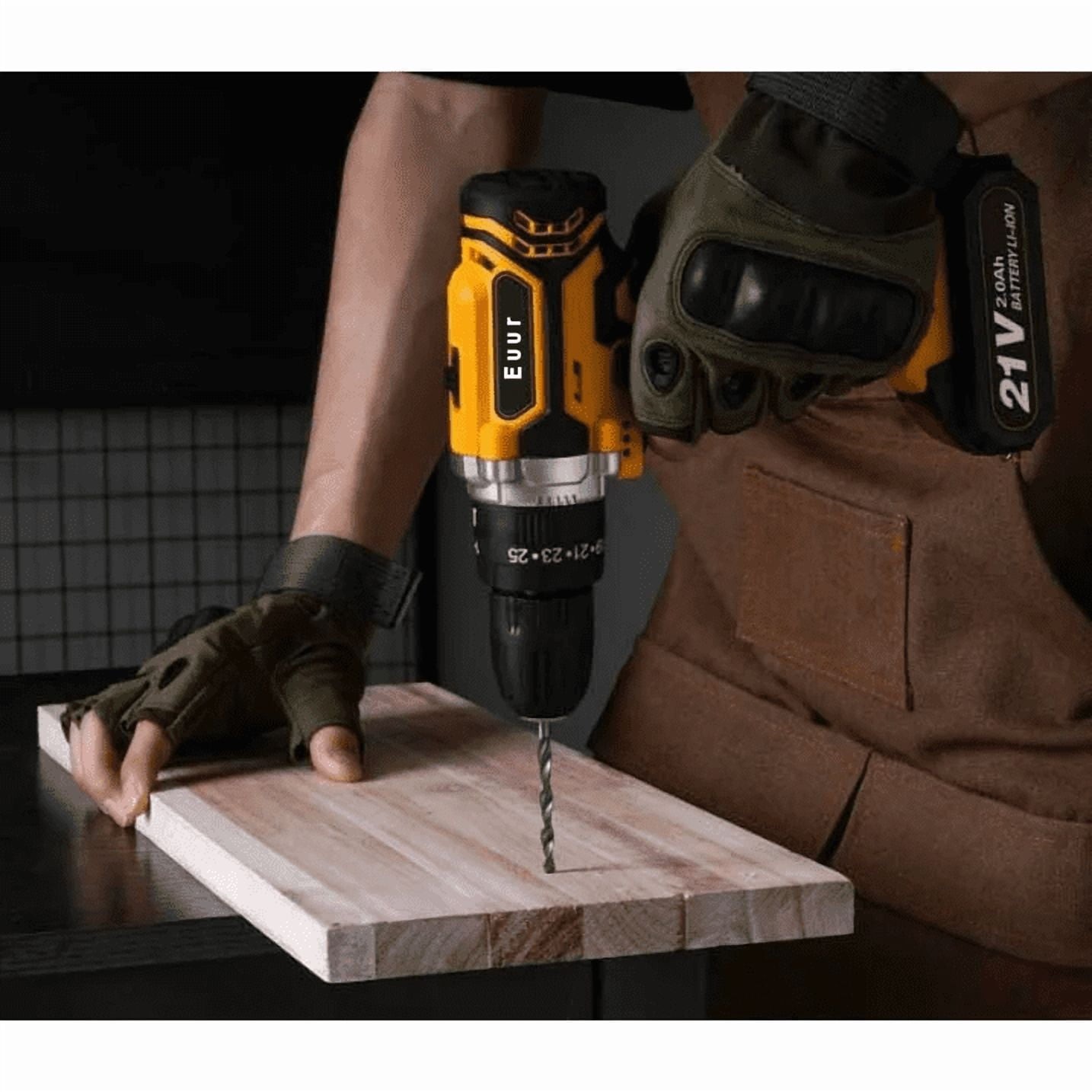 VQJTCVLY 21V Cordless Power Drill Set, Brushless Motor, 3/8 in Keyless Chuck,