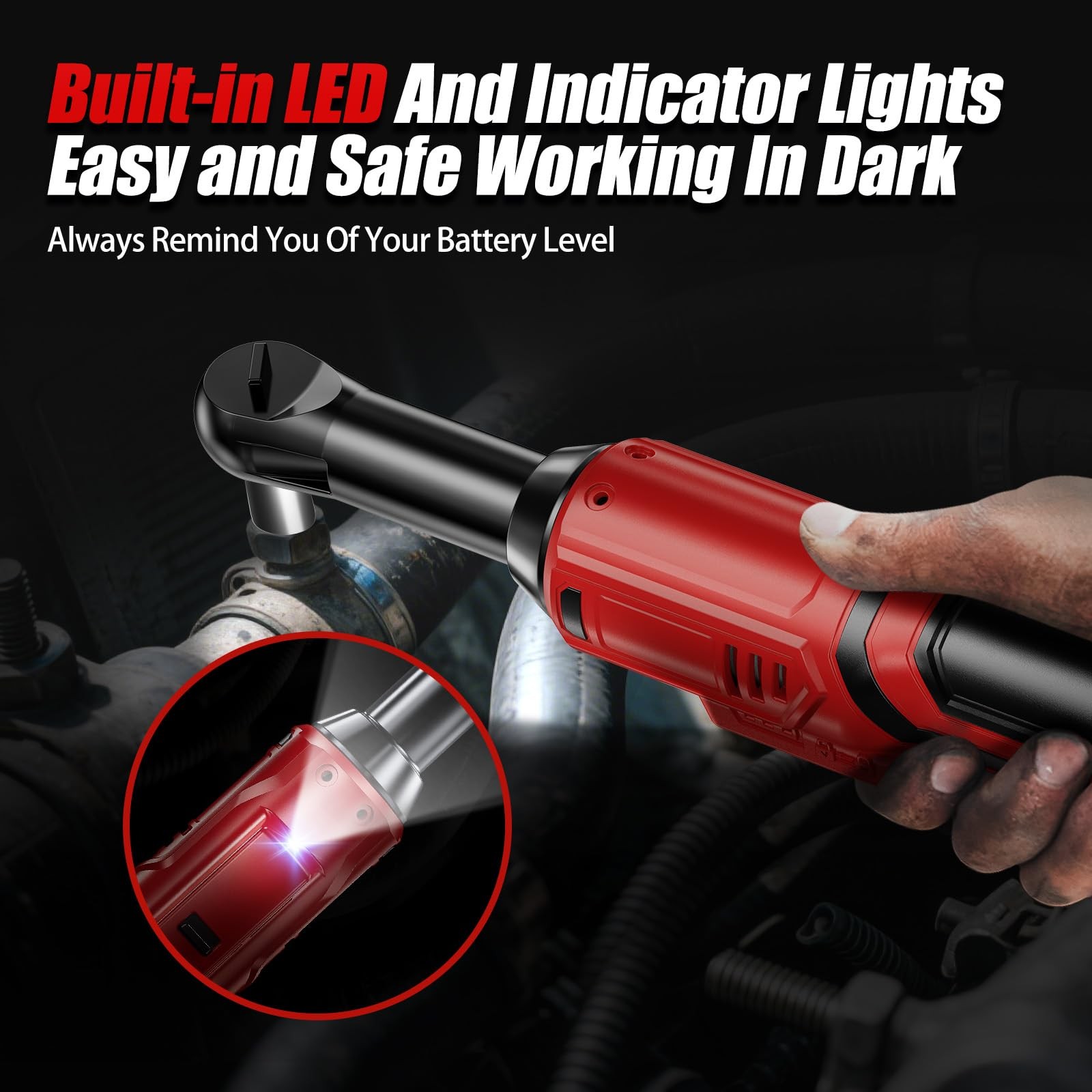 DEVTBLUN 21V Electric Ratchet Wrench Set,60FT-LBS (80N.m) Extended Cordless