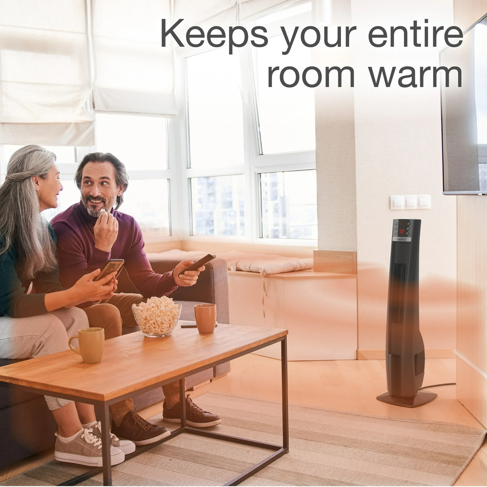 Lasko Oscillating 32″ Ceramic Tower Space Heater 1500W Remote Control 8hr-Timer