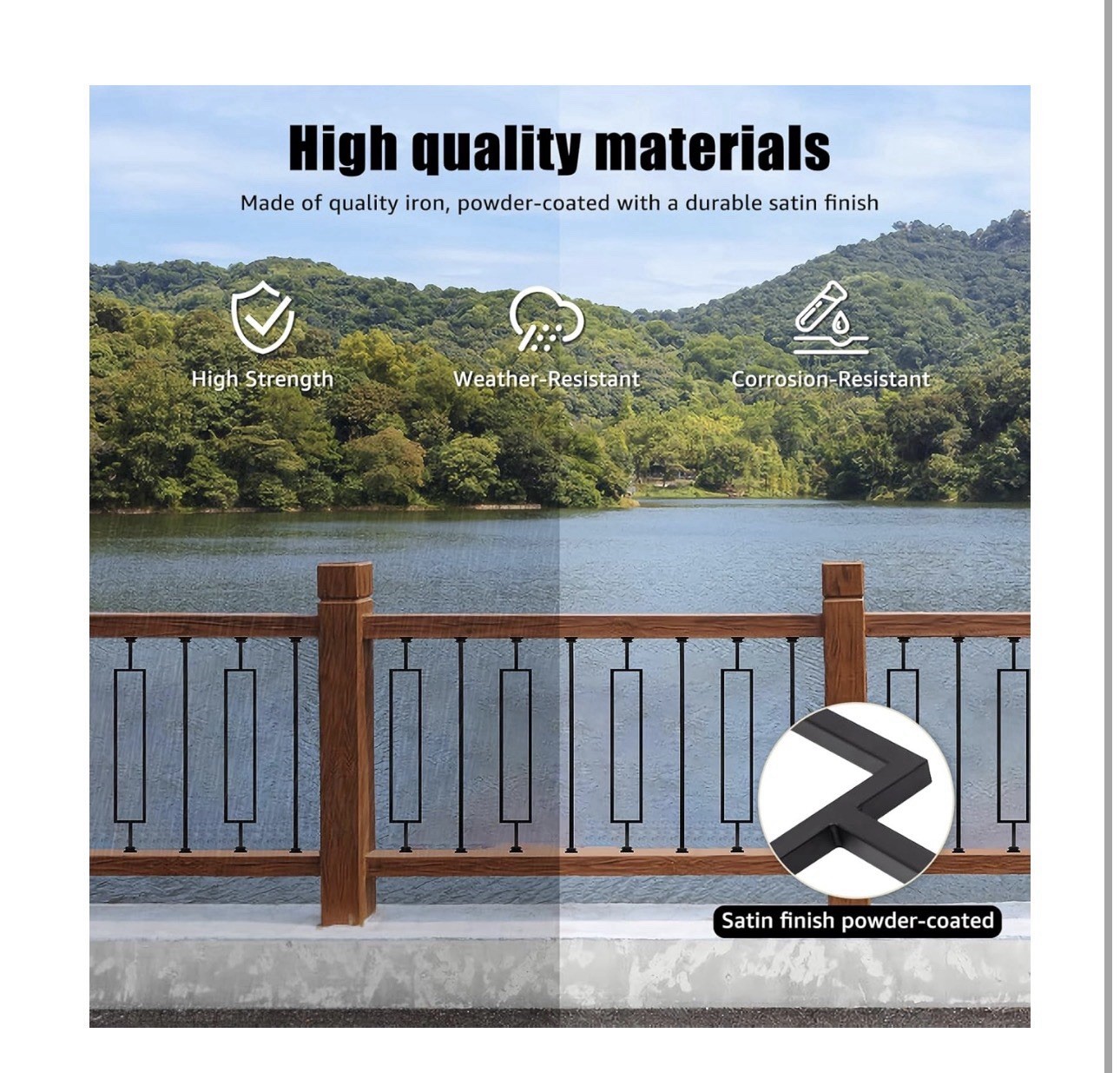 16 Pack Rectangular Hollow Stair Spindles 44 Inches, 1/2″ Iron Balusters for …