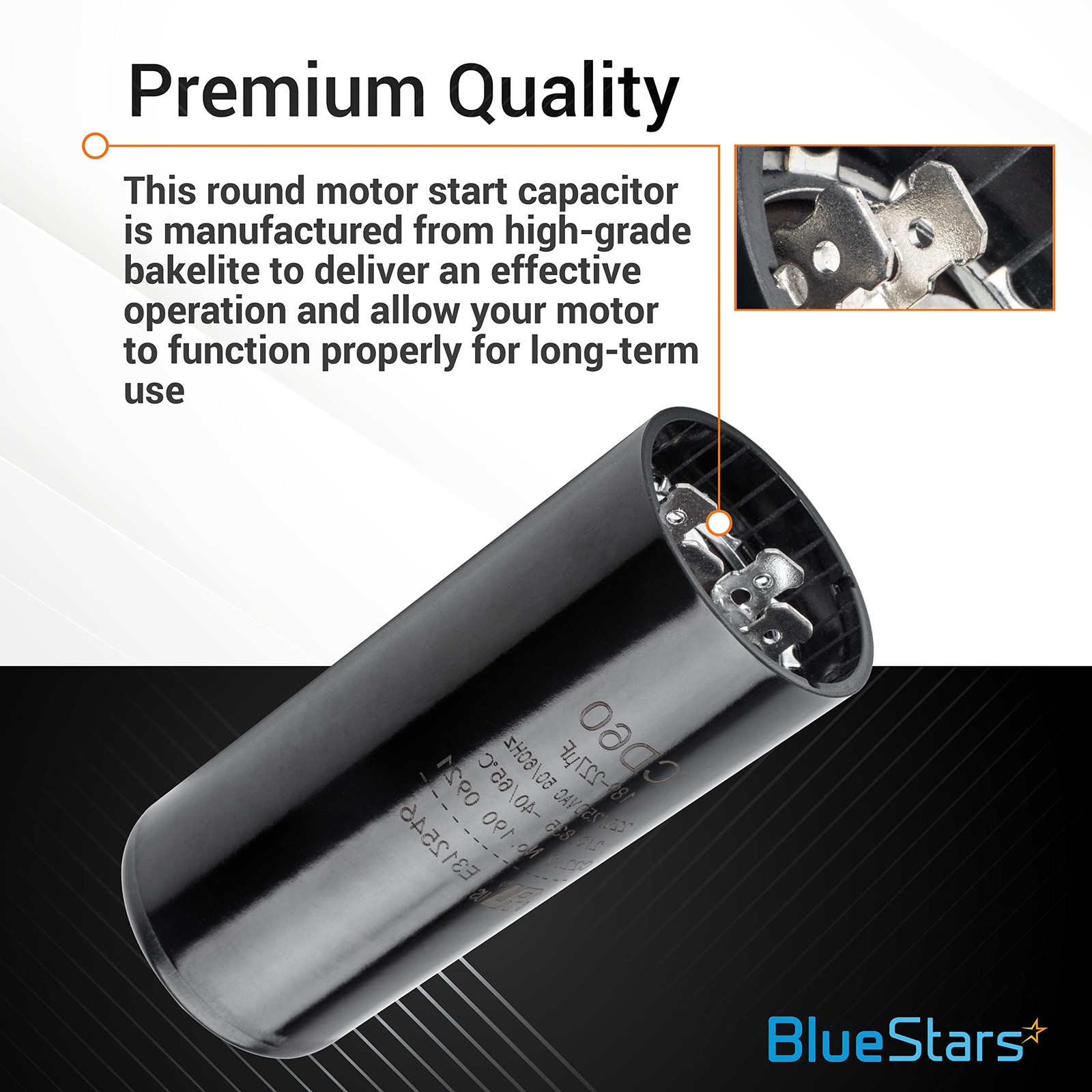 [UL Listed] BlueStars 189-227 uF MFD 220-250 VAC Volts Round Start Capacitor…