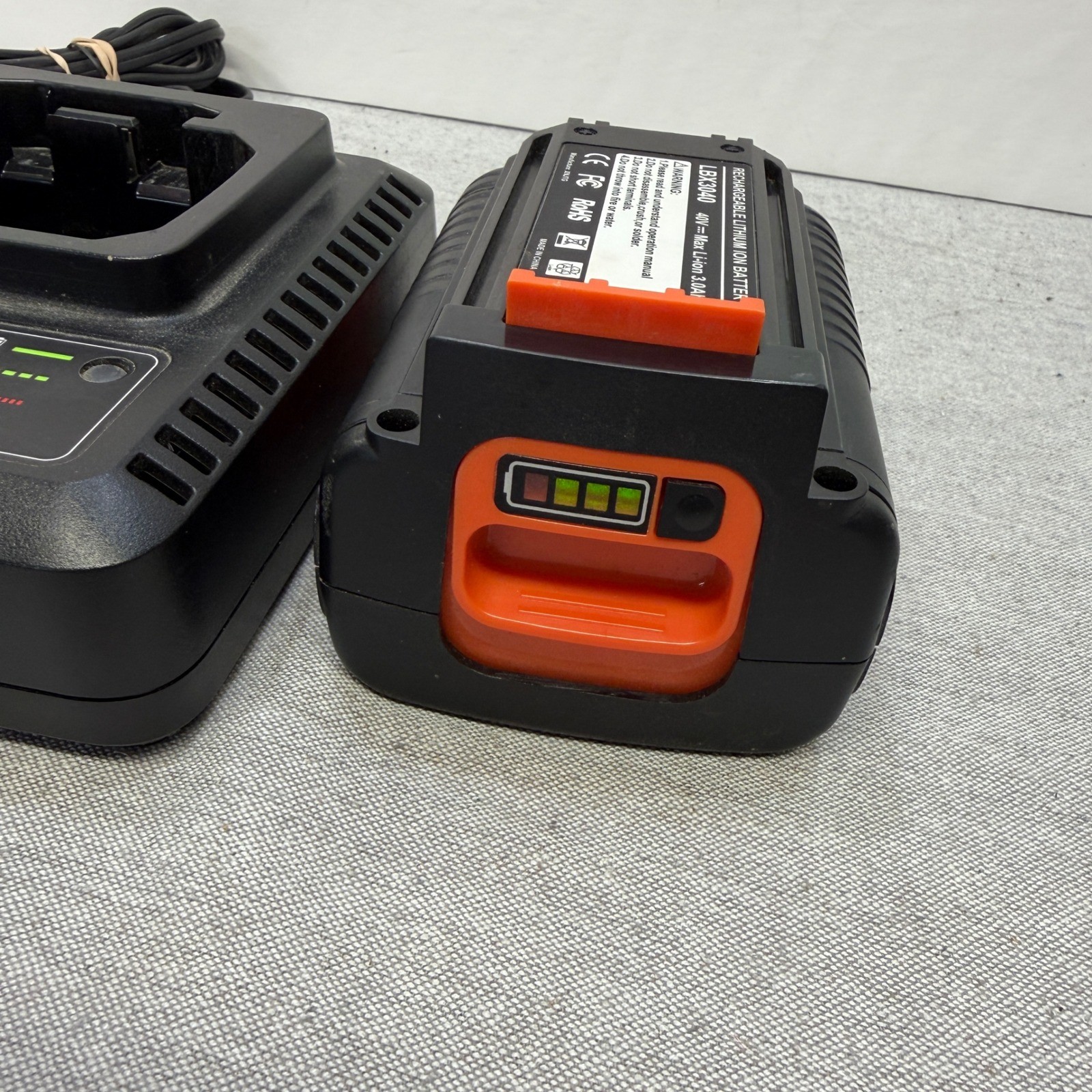 Black and Decker 40V Max Lithium Battery LBX2040 and LCS36 Type 2 Charger Set