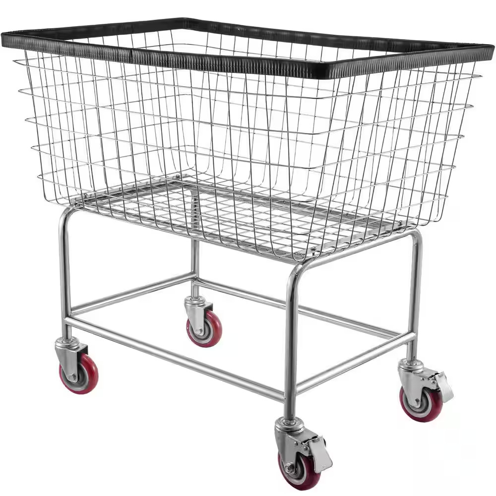 Wire Laundry Cart, 35 In. X 15.7 In. X 22 In. Commercial Wire Laundry Basket Car