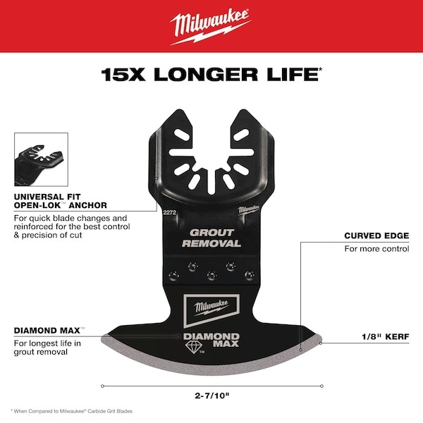 Milwaukee Tool 49-25-2275 Open-Lok Diamond Max Diamond Grit Grout Removal