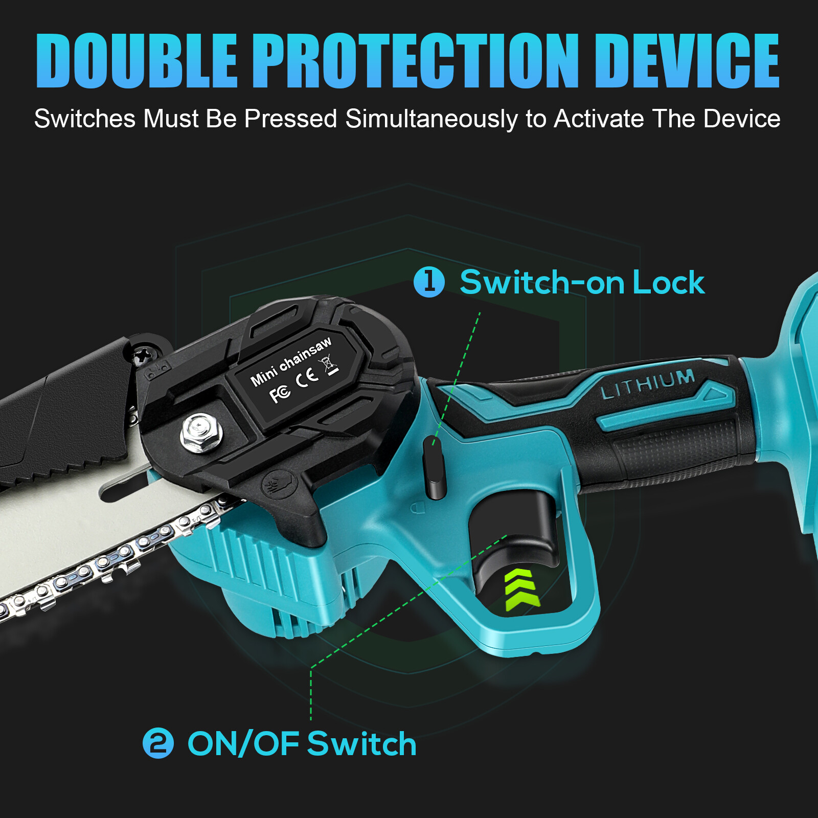 4+6″ Electric Mini Chainsaw Cordless Handheld Saw 2 Battery + 4 Chain for Makita