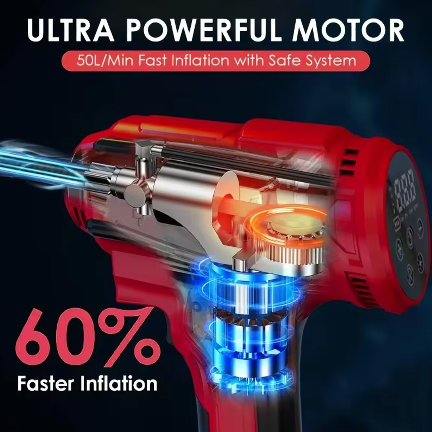 150PSI Cordless Tire Inflator Portable Air Compressor Car Air Tire Pump +Battery