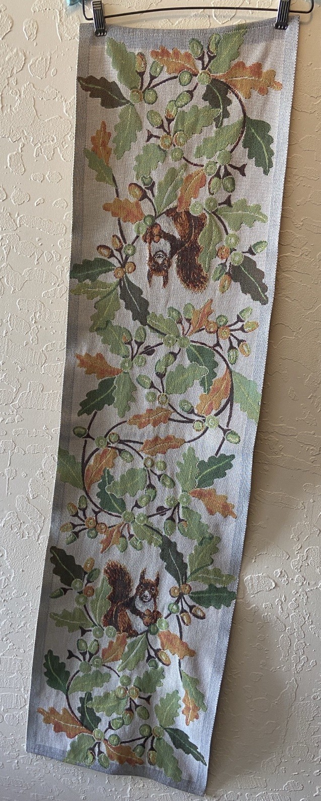 Ekelund Sweden Organic Cotton Table Runner Squirrel Acorn Oak Leaves 13.5”x51”