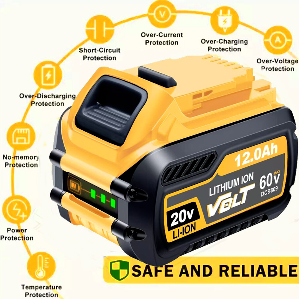 12.0Ah For DEWALT FLEXVOLT DCB609 20V/60V MAX Lithium-lon Battery DCB606 DCB612