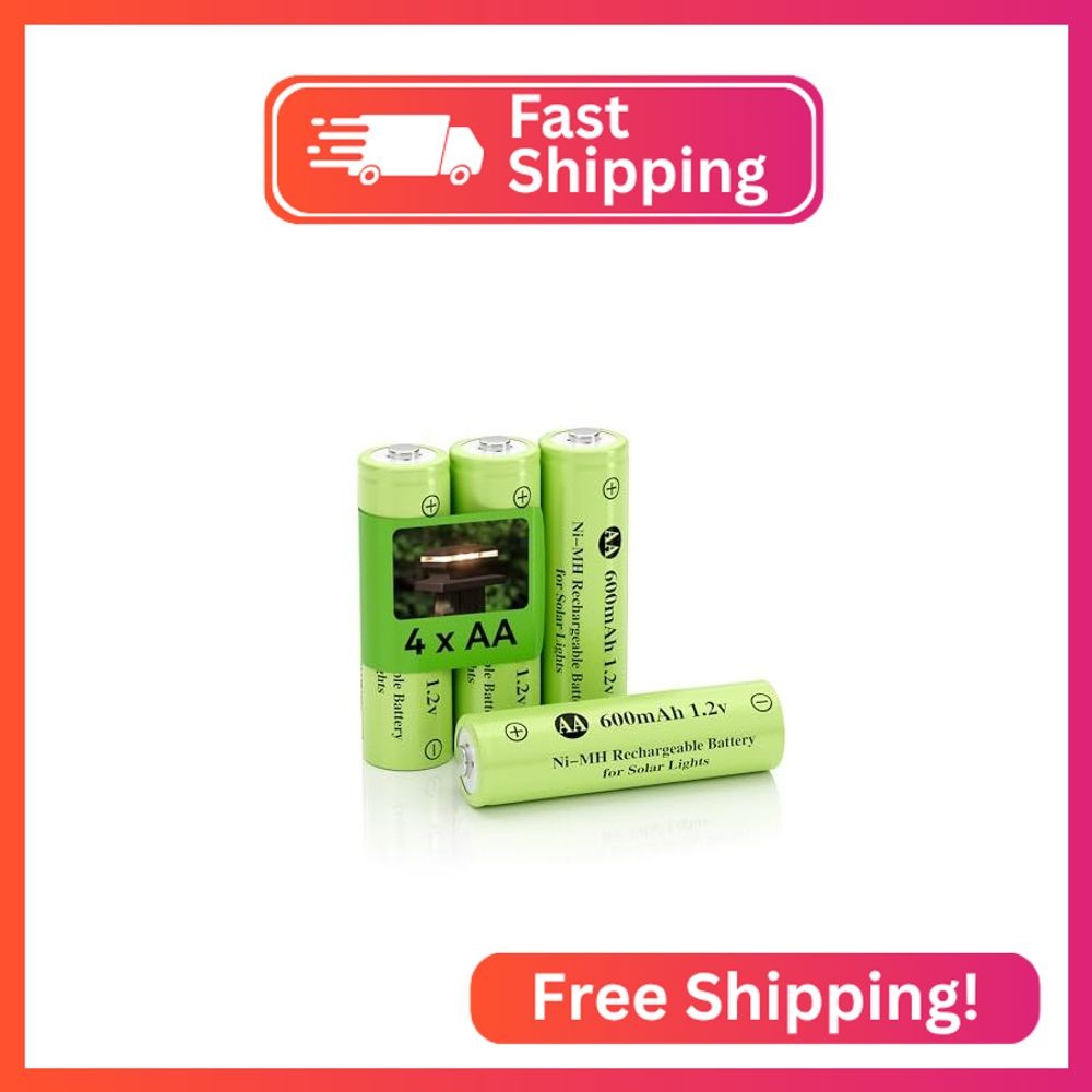 Howardly Ni-MH AA 600mAh 1.2V Rechargeable Battery for Solar Lights, AA 1.2V Rec