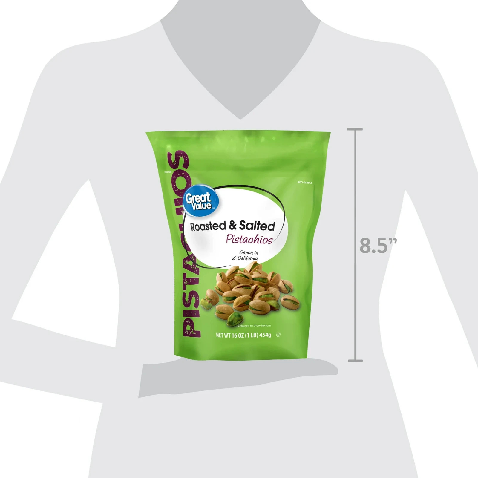 Great Value Roasted & Salted Pistachios, 16 oz Resealable Bag Free Shipping
