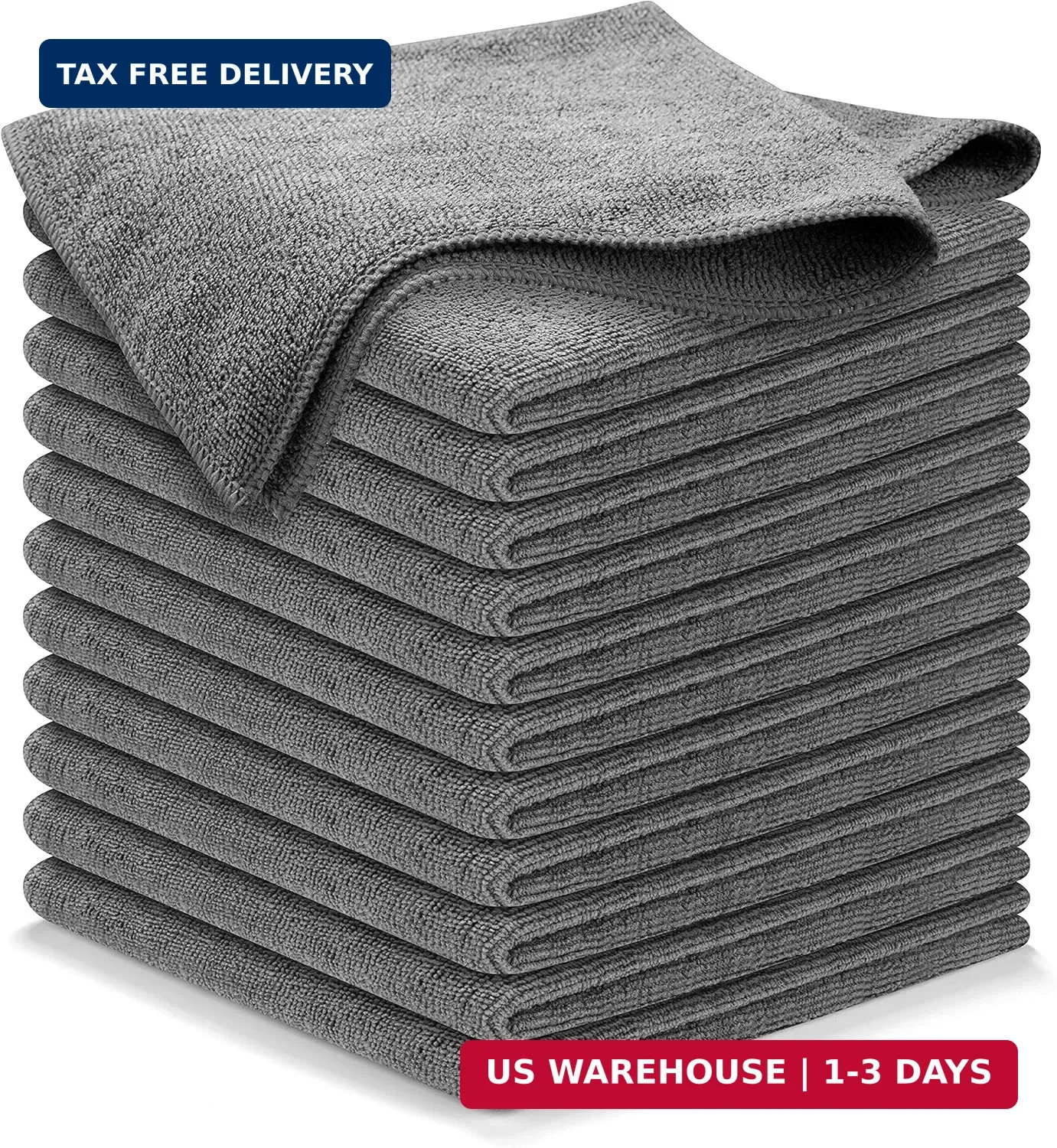 USANOOKS Microfiber Cleaning Cloth Grey – 12 Pcs (12.5″x12.5″) – High Performanc