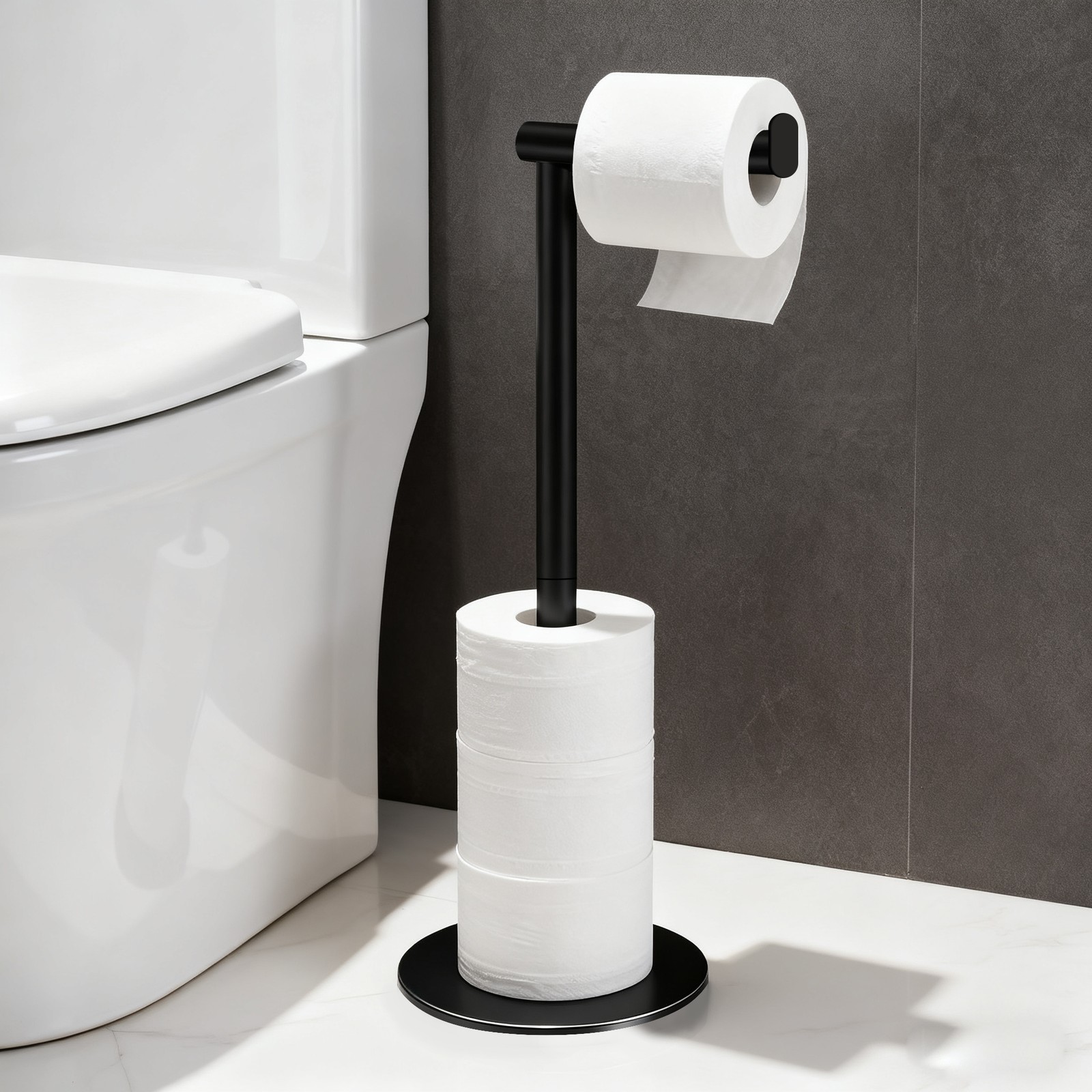 Toilet Paper Roll Holder Stand Freestanding Stainless Steel 24″ Towel Rack Home