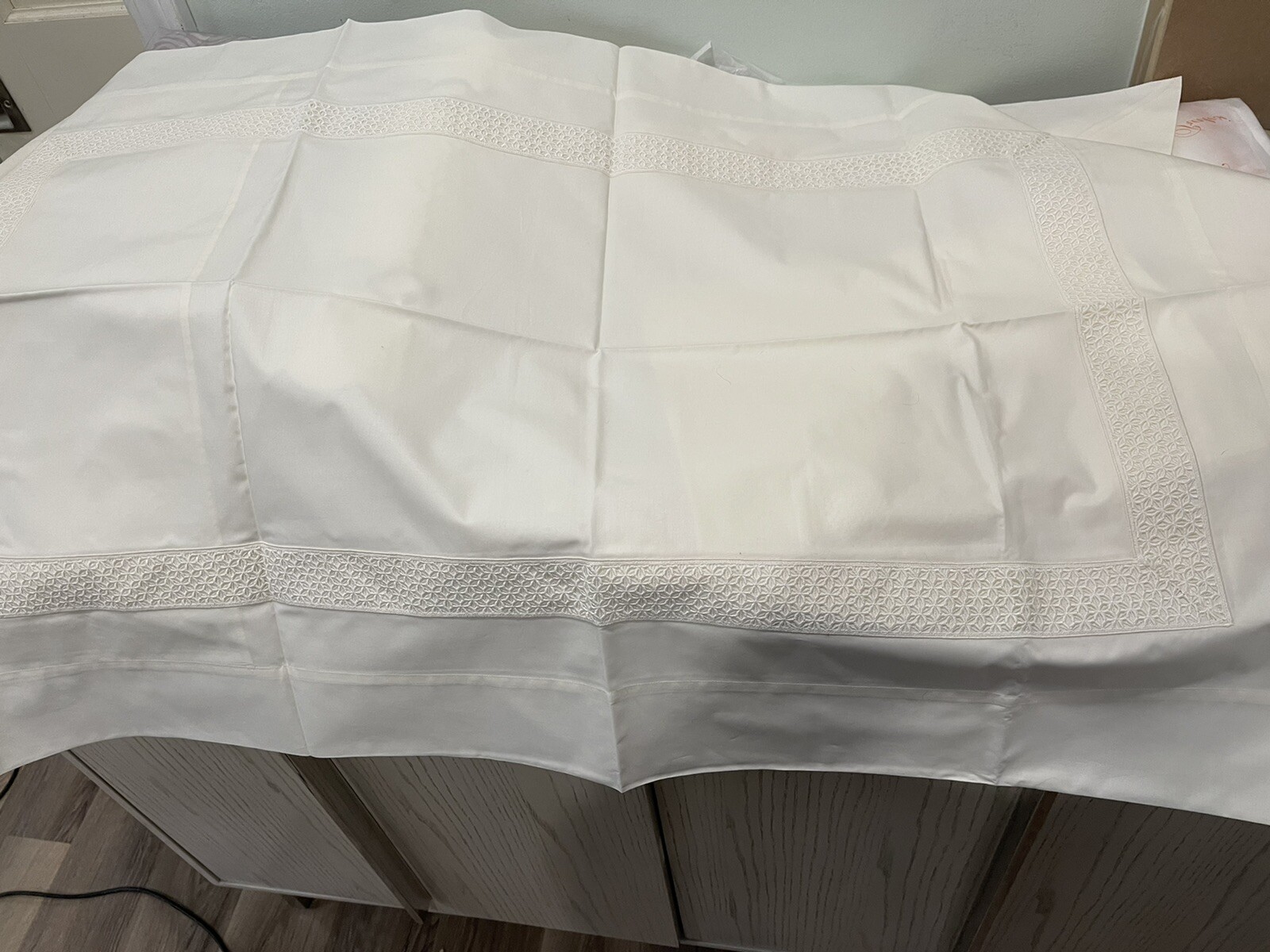$700 Pratesi Italy New 1pc Euro Sham Origami Embroidery Ivory ONE
