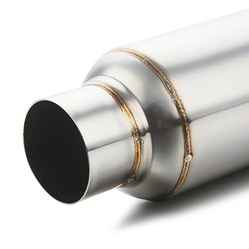 2.5” Inlet & Outlet Universal Muffler, 2.5″ Inlet 11.5″ Long-2 Pack Silver
