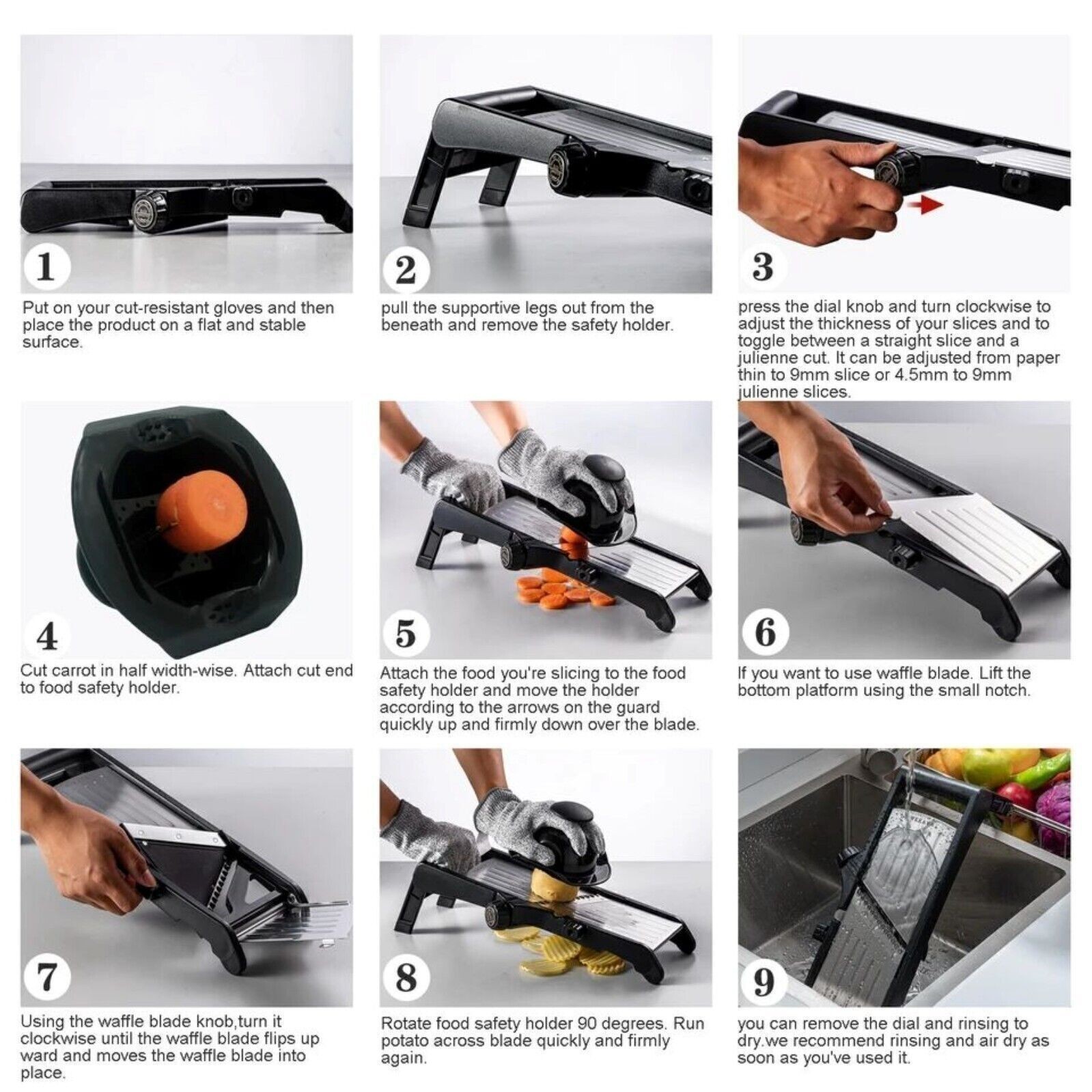 Adjustable Mandoline Food Slicer – Stainless Steel Kitchen Potato, Carrot, Onion