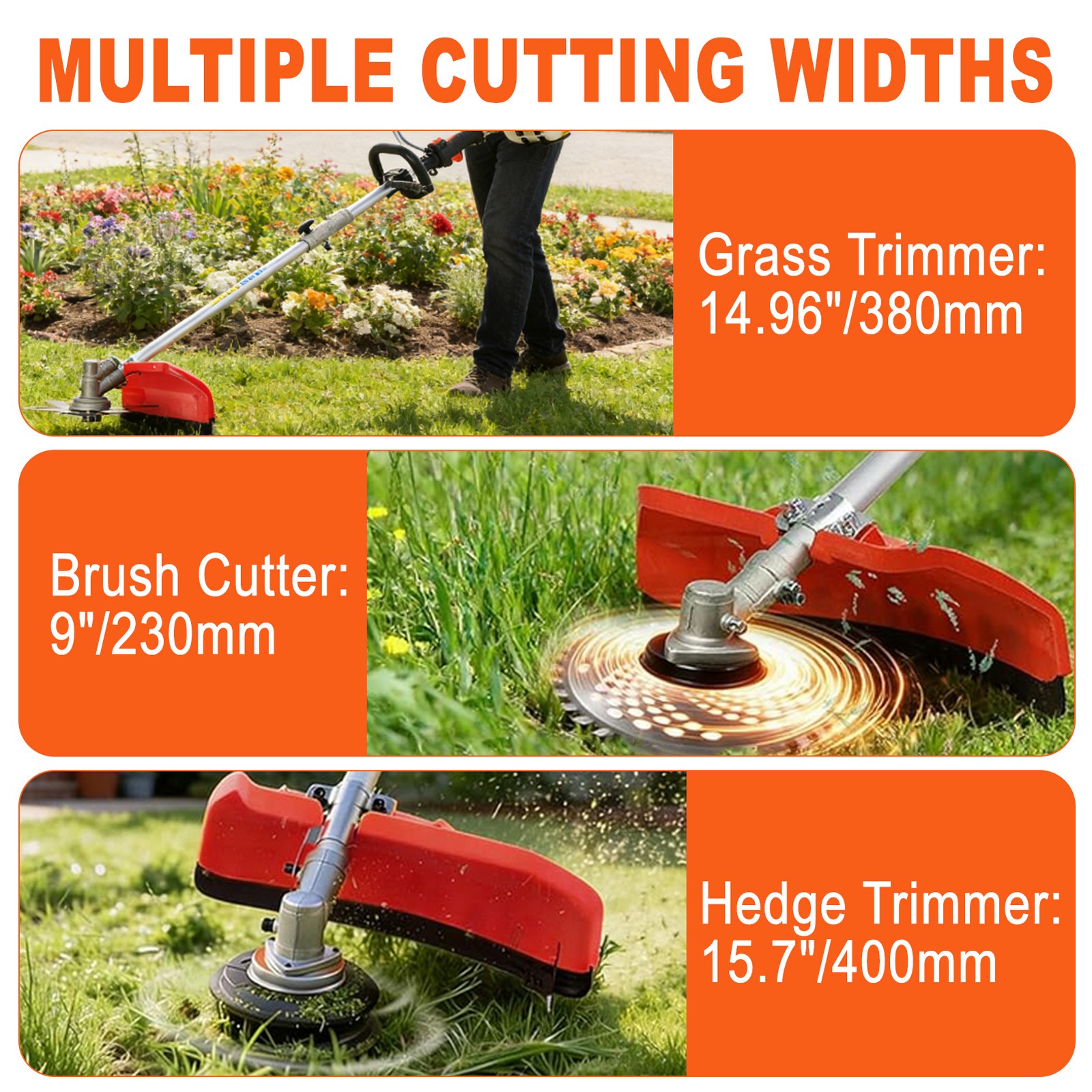 52CC 2 Stroke 5 in 1 Lawn Mower Brush Cutter Hedge Trimmer Chainsaw 70.9in