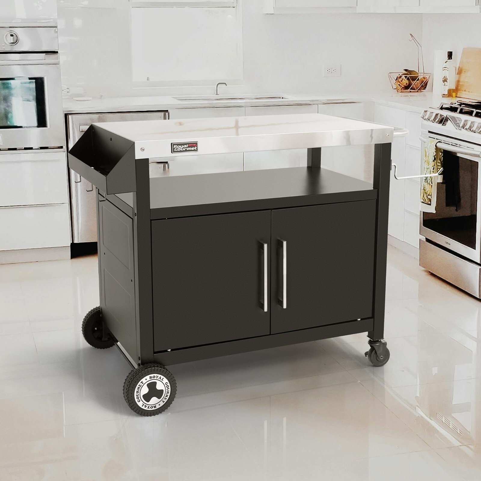 Royal Gourmet Movable Kitchen Cart with Storage Cabinet Grill Food Prep Table