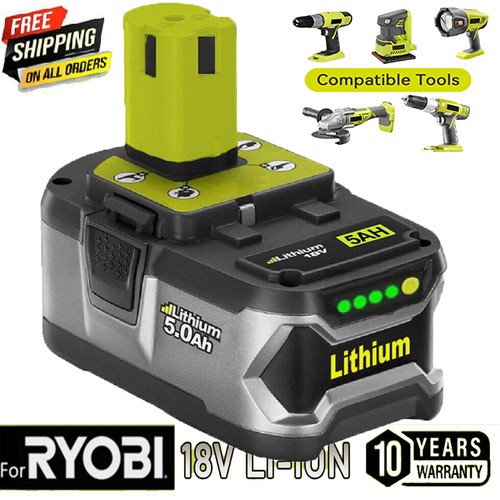 5.0Ah 18V Battery For RYOBI 18 Volt P108 One Plus High Capacity Lithium-Ion P102