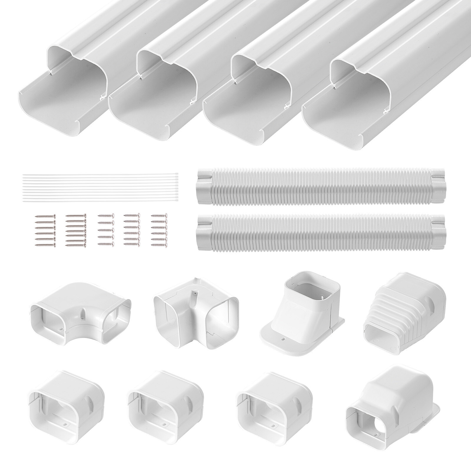 VEVOR 3″ W 17.6Ft Line Set Cover Kit For Mini Split/Central Air Conditioner PVC