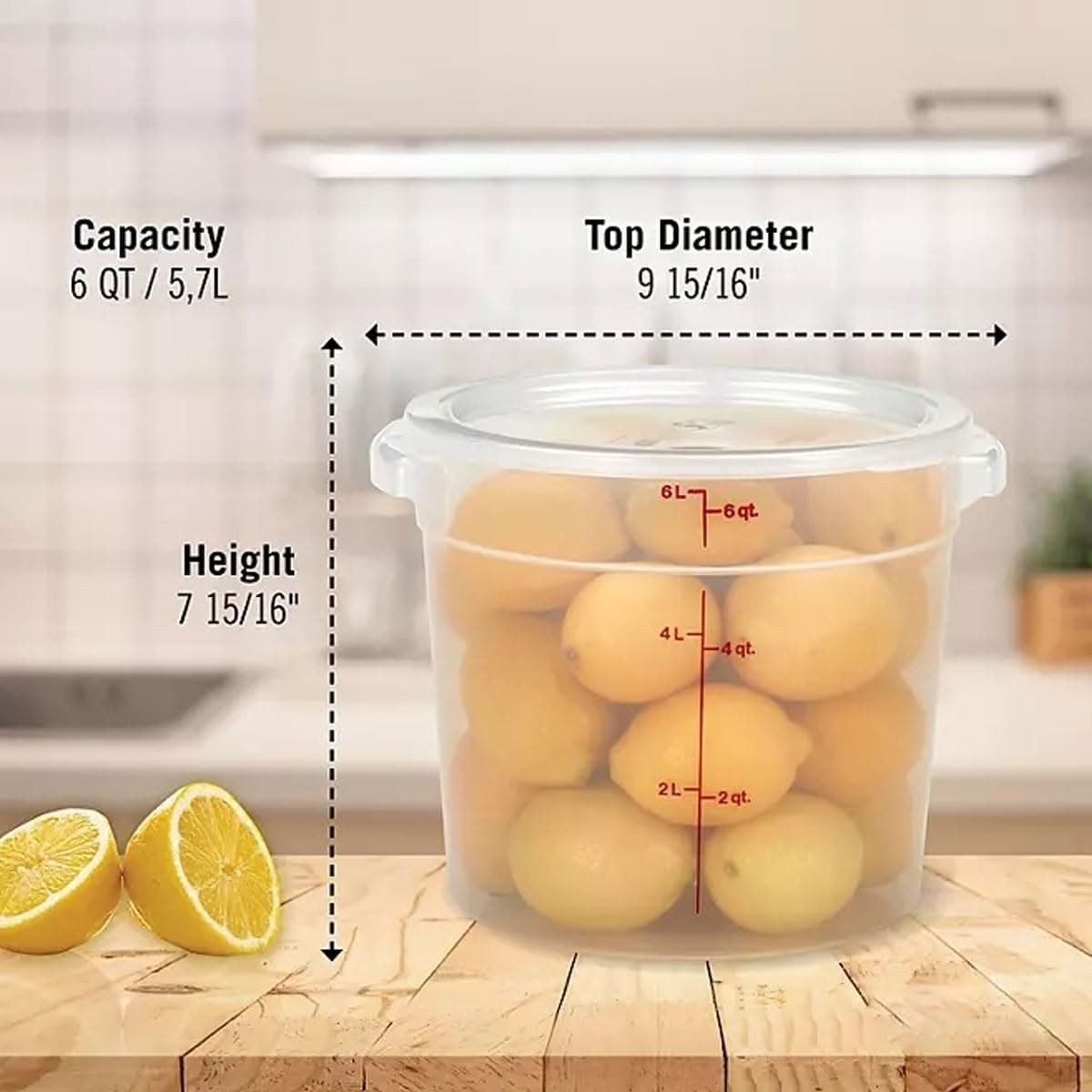 Cambro 6-Quart Round Food Storage Container with Lid – BPA-Free | 2PACK /Scraper