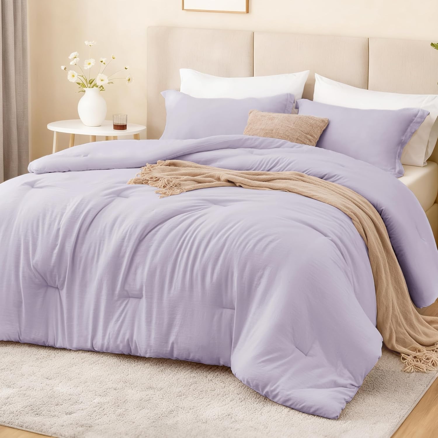 Lavender Full Comforter Set – 3-Piece Lightweight All-Season Bedding Solution