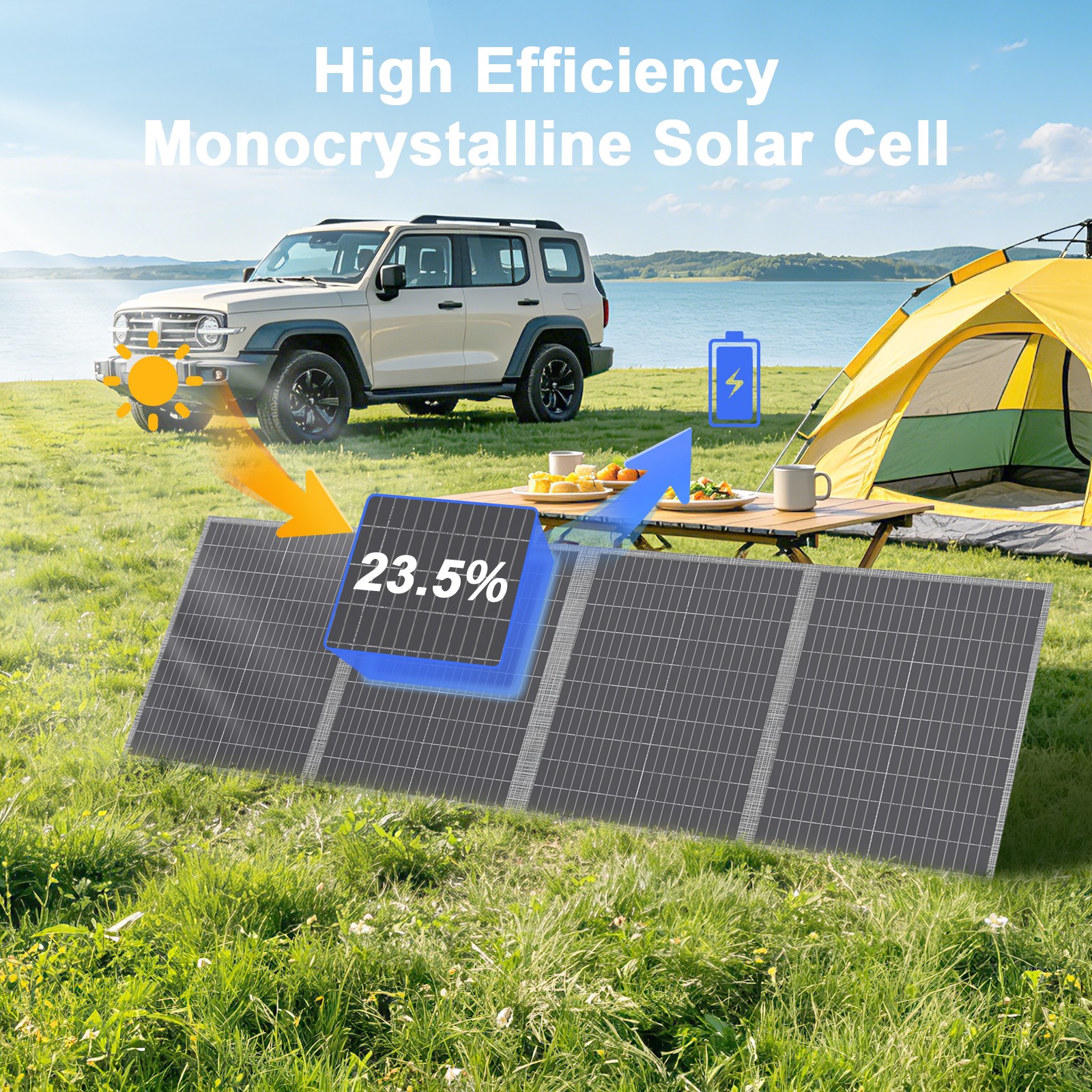 MHPOWOS 200W Portable Solar Panel Foldable Solar Modules for Camping Solar