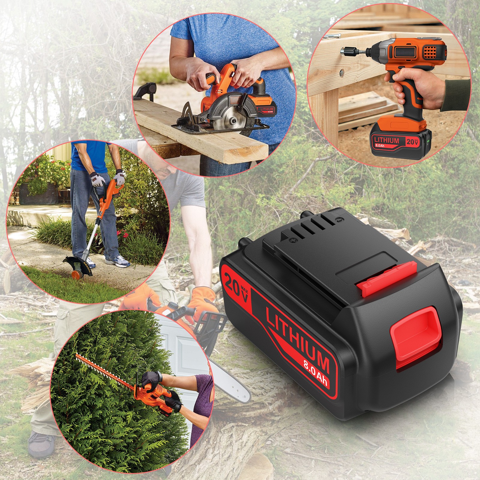 FOR Black&Decker 20V MAX Pack 8.0Ah 20Volt LB2X4020 Battery Lithium LBXR20 LBX20