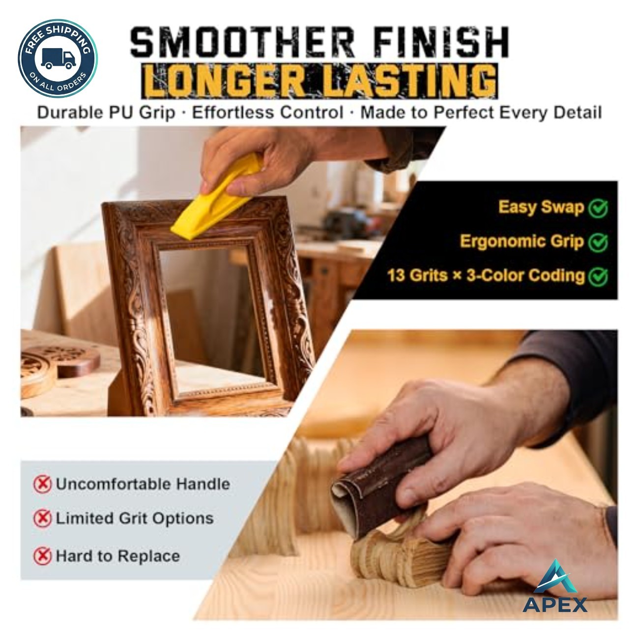 Sandpaper 72 Pack 80 to 3000 Grit with Sanding Block Hand Sander for Wood