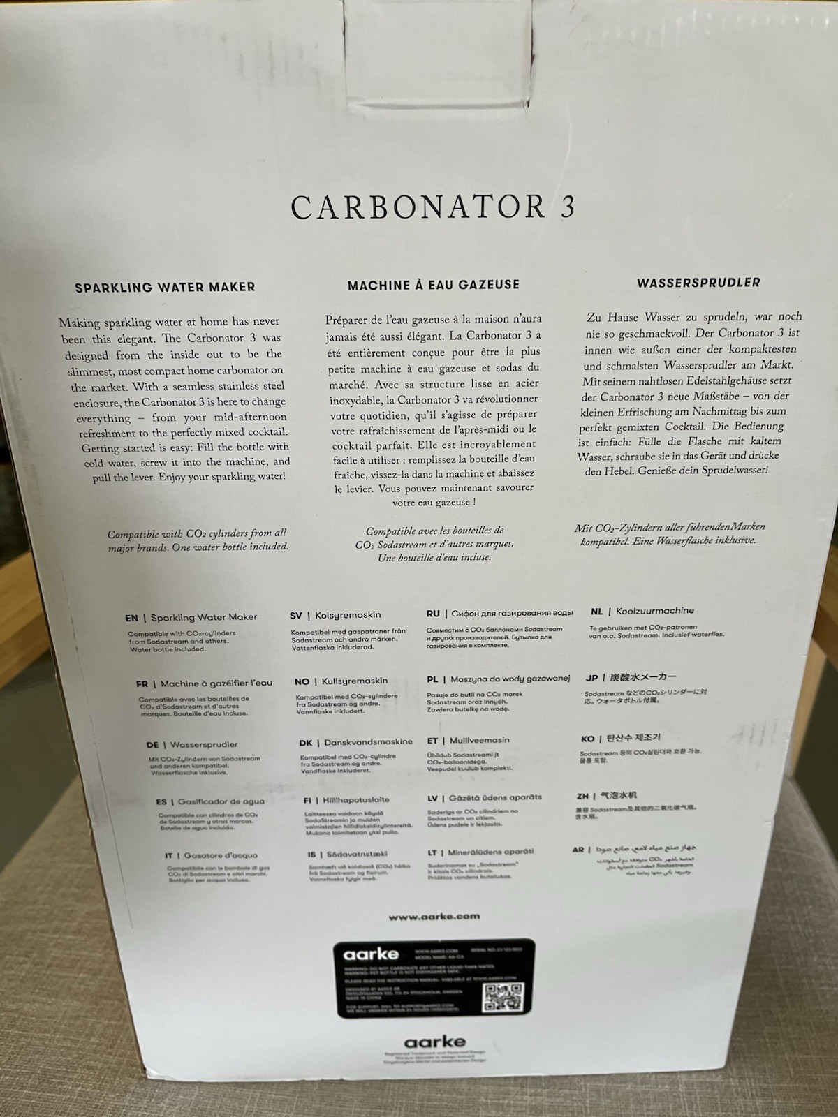 Aarke Carbonator Model AA-C3, Carbonator 3 W/ Tank NIB Gold (CO2 Not Included)