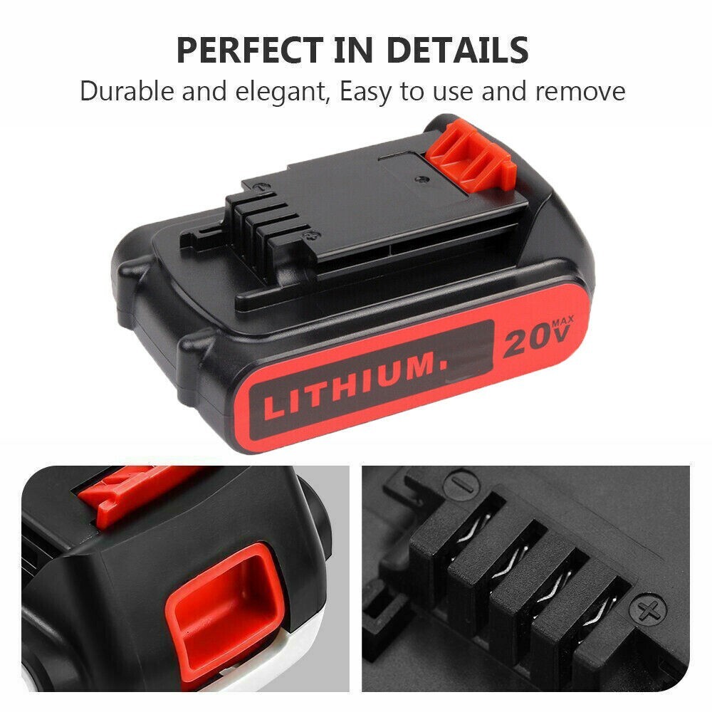 20V 2.5AH Lithium-Ion Battery for Black & Decker 20 Volt LB20 LBX20 LBXR20 3.0Ah