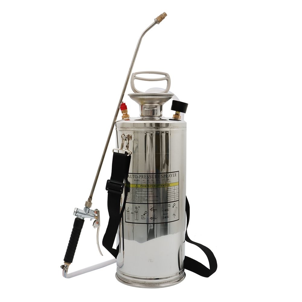 Stainless Steel Sprayer Pump Sprayer W/ Adjustable Nozzle Hose 1/1.5/2/3/3.5Gal
