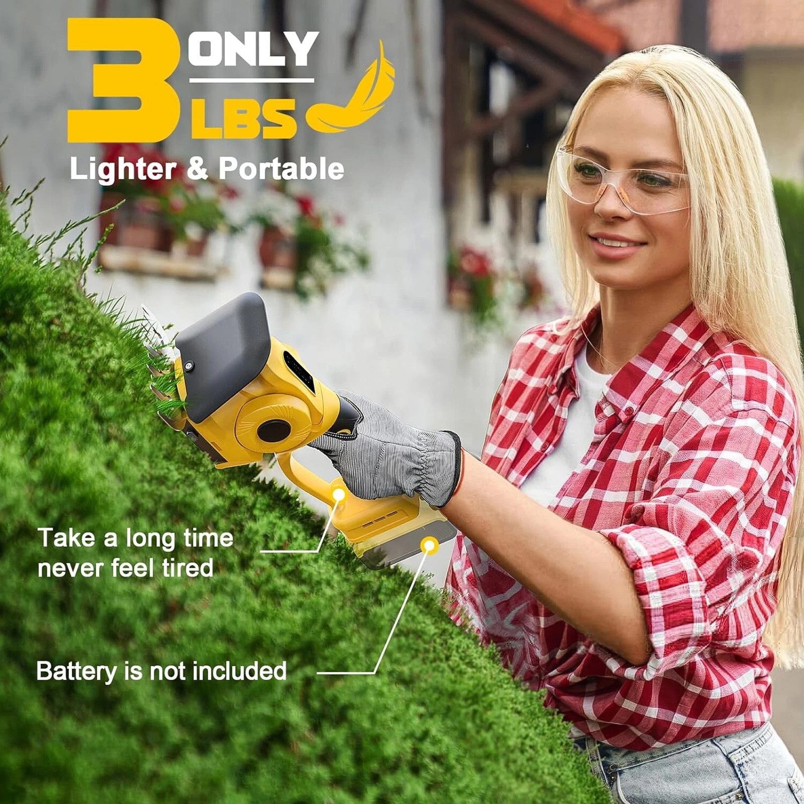 Electric Cordless Grass Shear 20V Shrubbery Trimmer 2 in 1 Hedge Shears Cutters