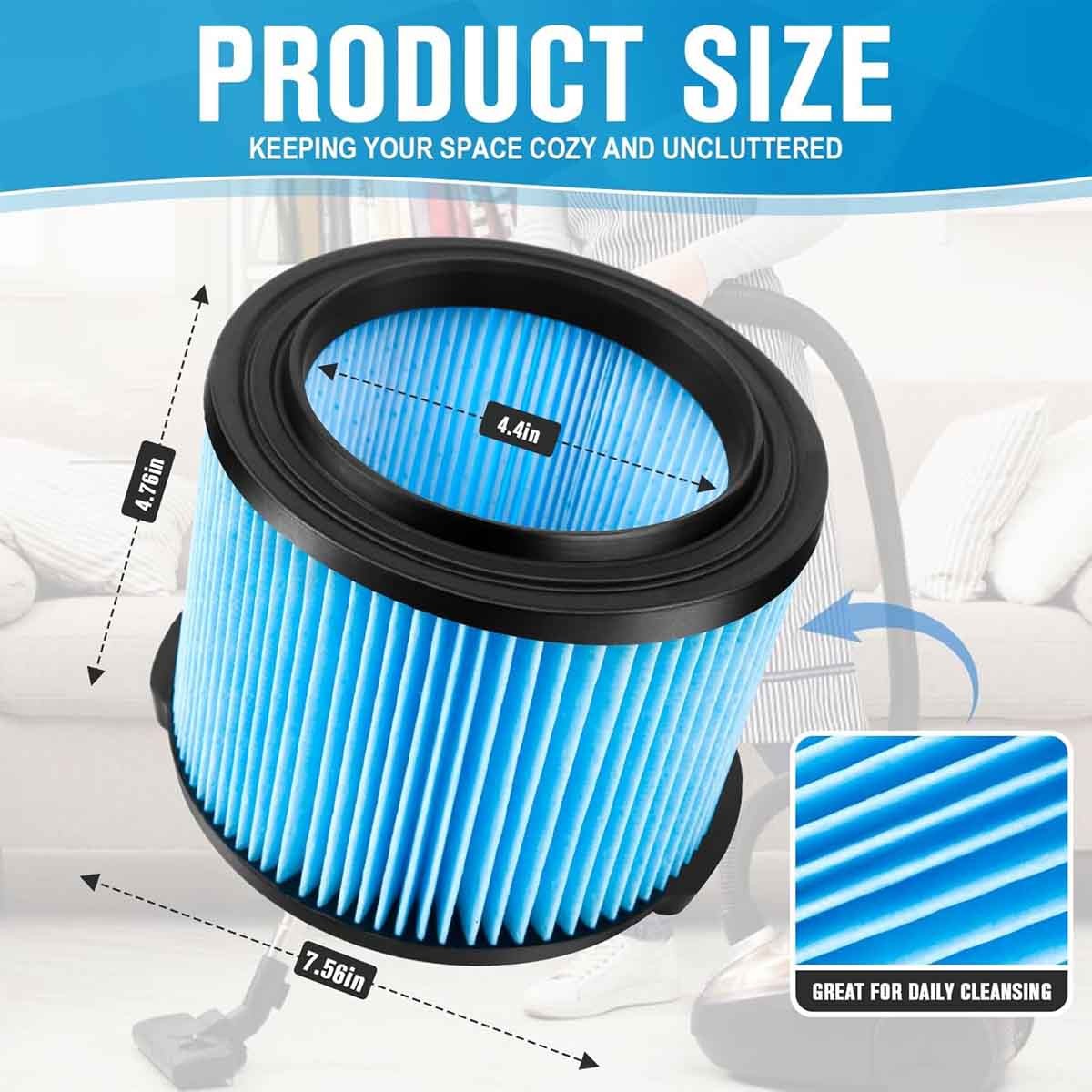 VF3500 Filter for Ridgid 3-4.5 Gallon Shop Vacuum, for WD40700, WD4080, VAC4000