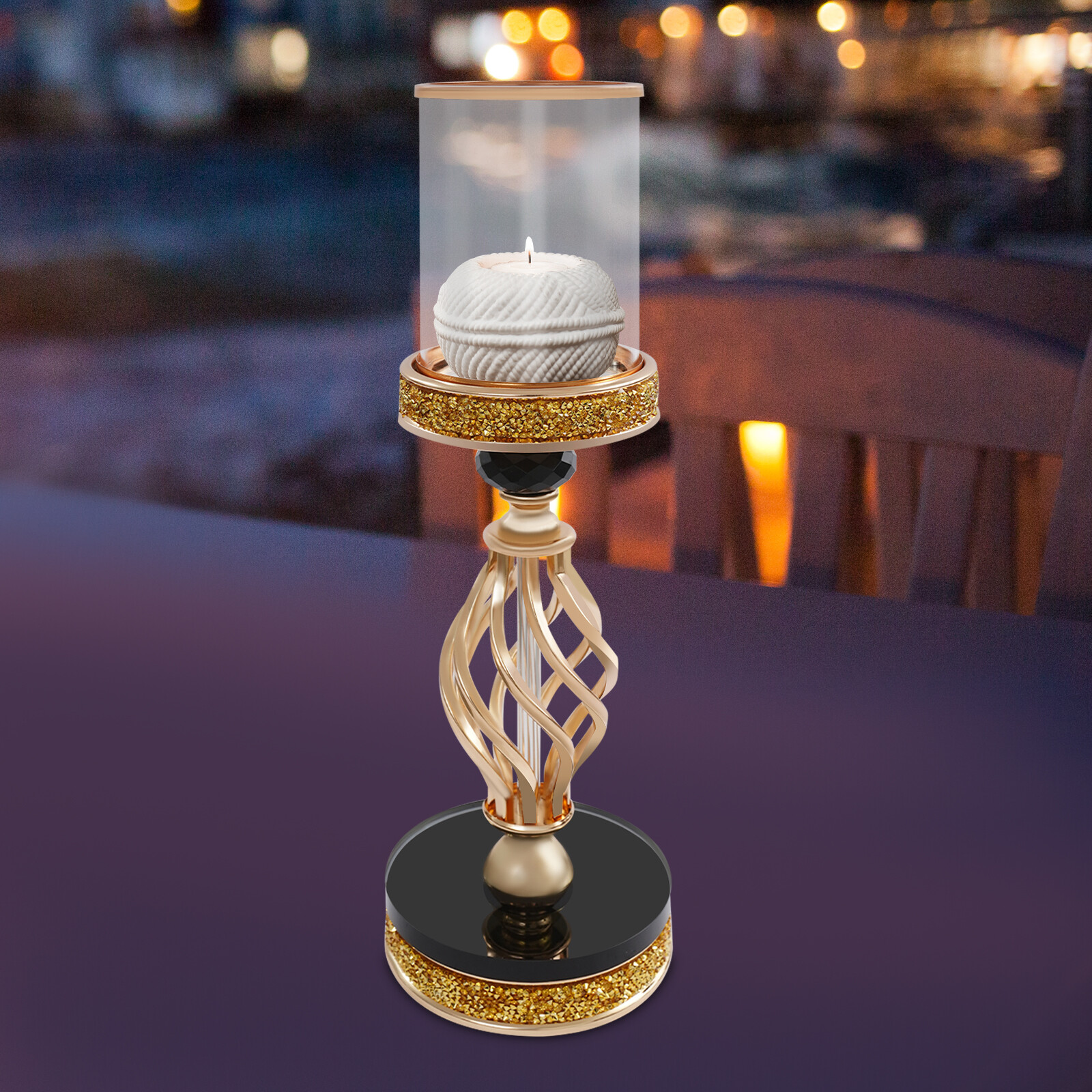 Candle Holder for Home Decor Tabletop Candle Holder Golden Color 12*41cm (D*H)