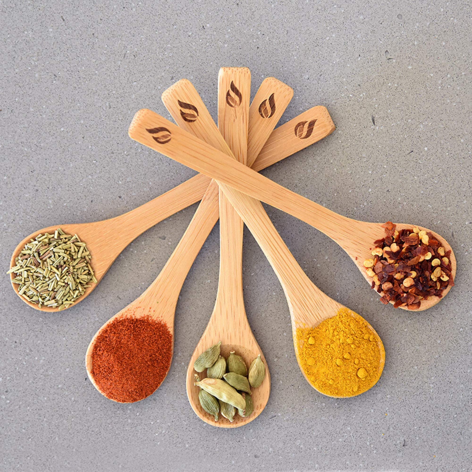 Bamboo Spoon Set 5 Pc Small Kitchen Teaspoons Tiny Wooden Spoons Perfect for