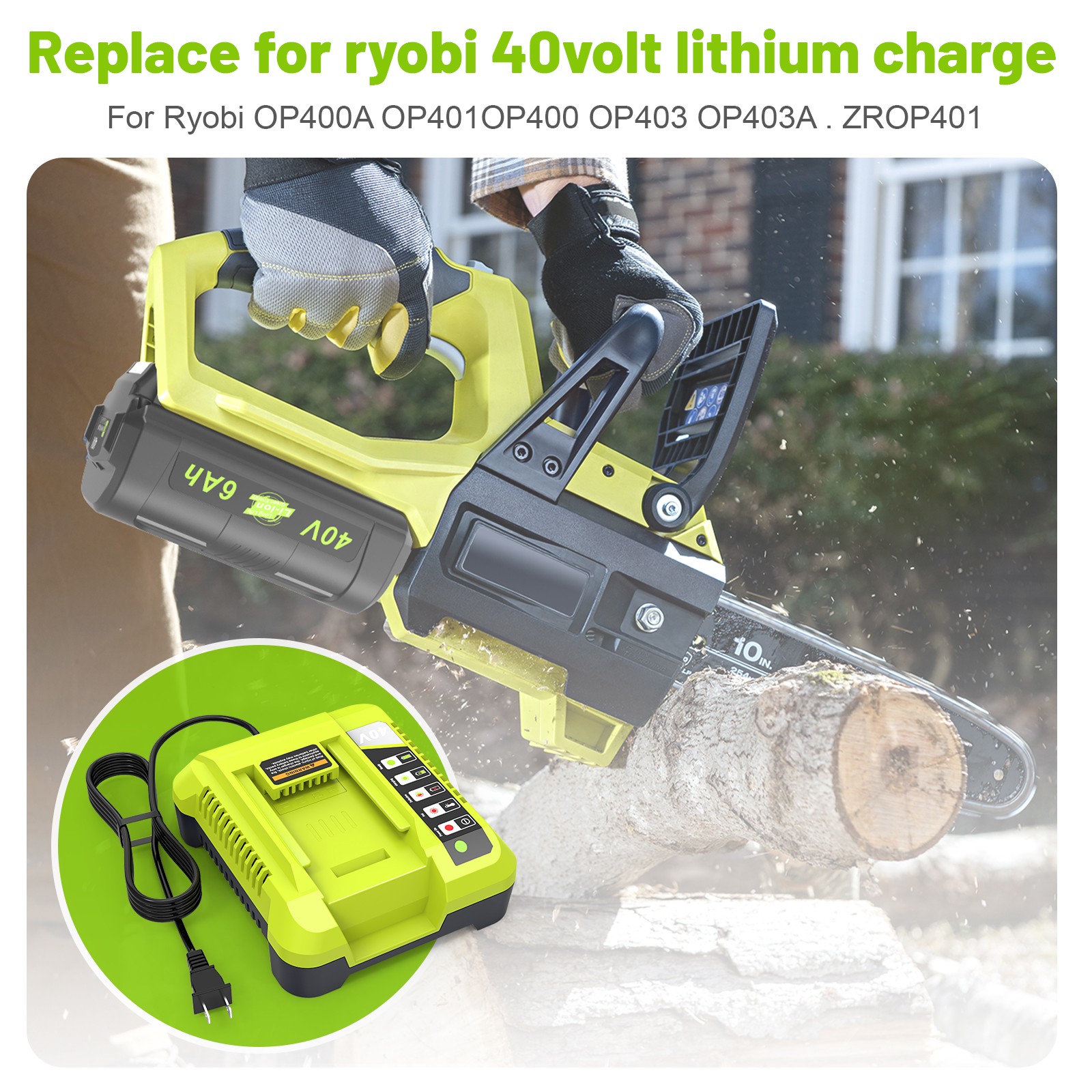 OP401 Fast Charger For Ryobi 40V OP408VNM Lithium Battery OP406VNM OP40602 LED