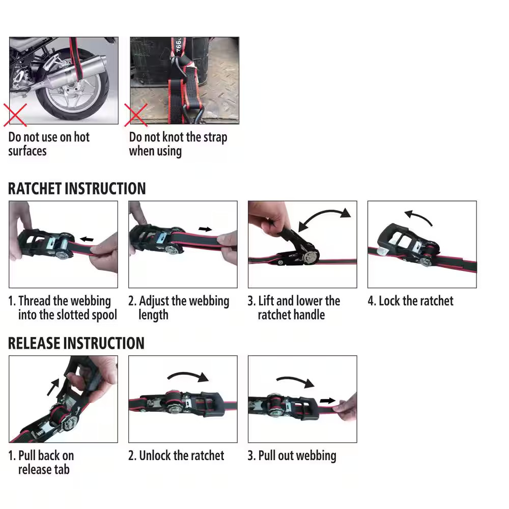 12 Ft. X 1 In. Ratchet Tie-Down Straps with S-Hook (4-Pack)