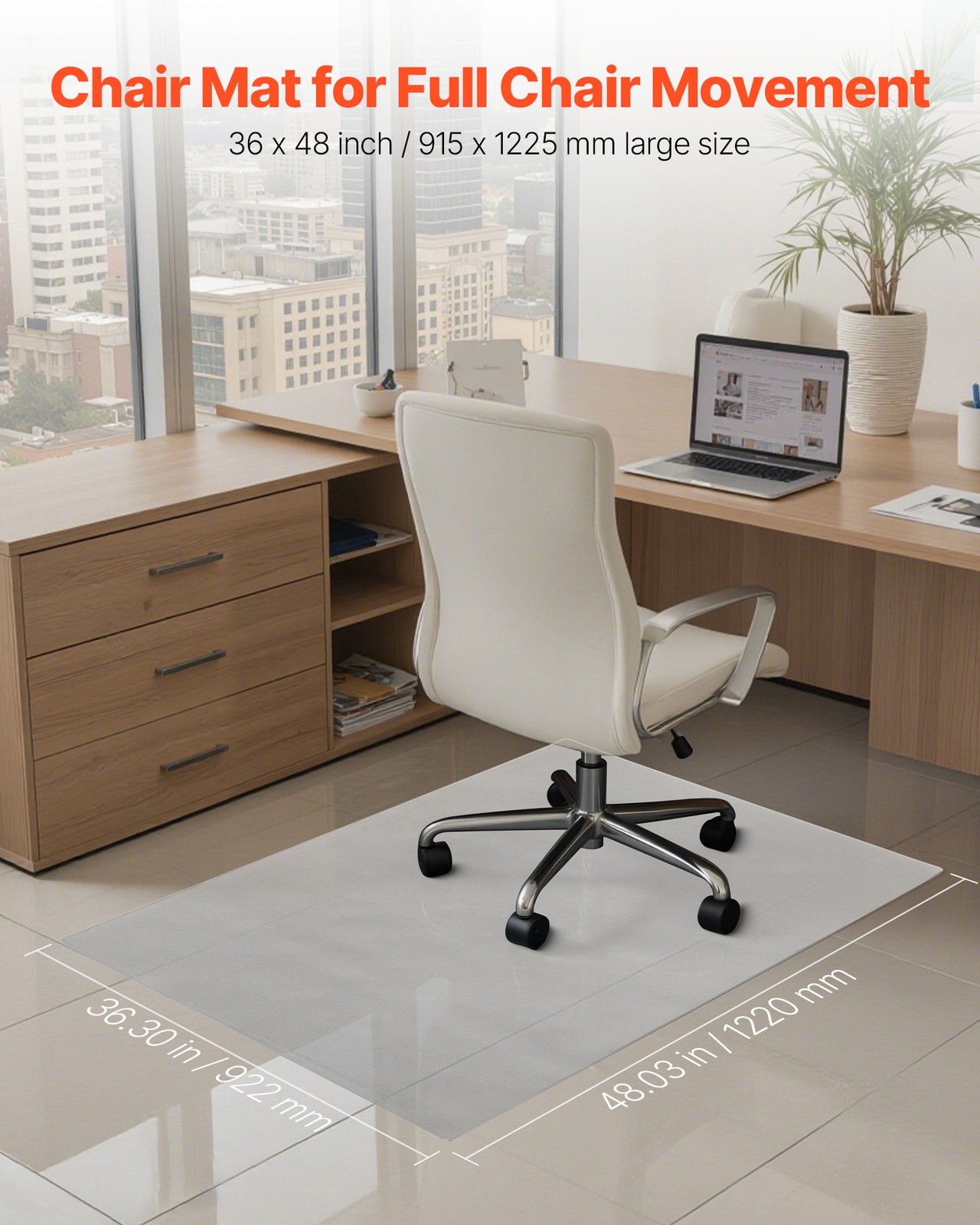 Uimoso Chair Mat 36 x 48-inch Transparent Office Hard Floors Carpet Protector
