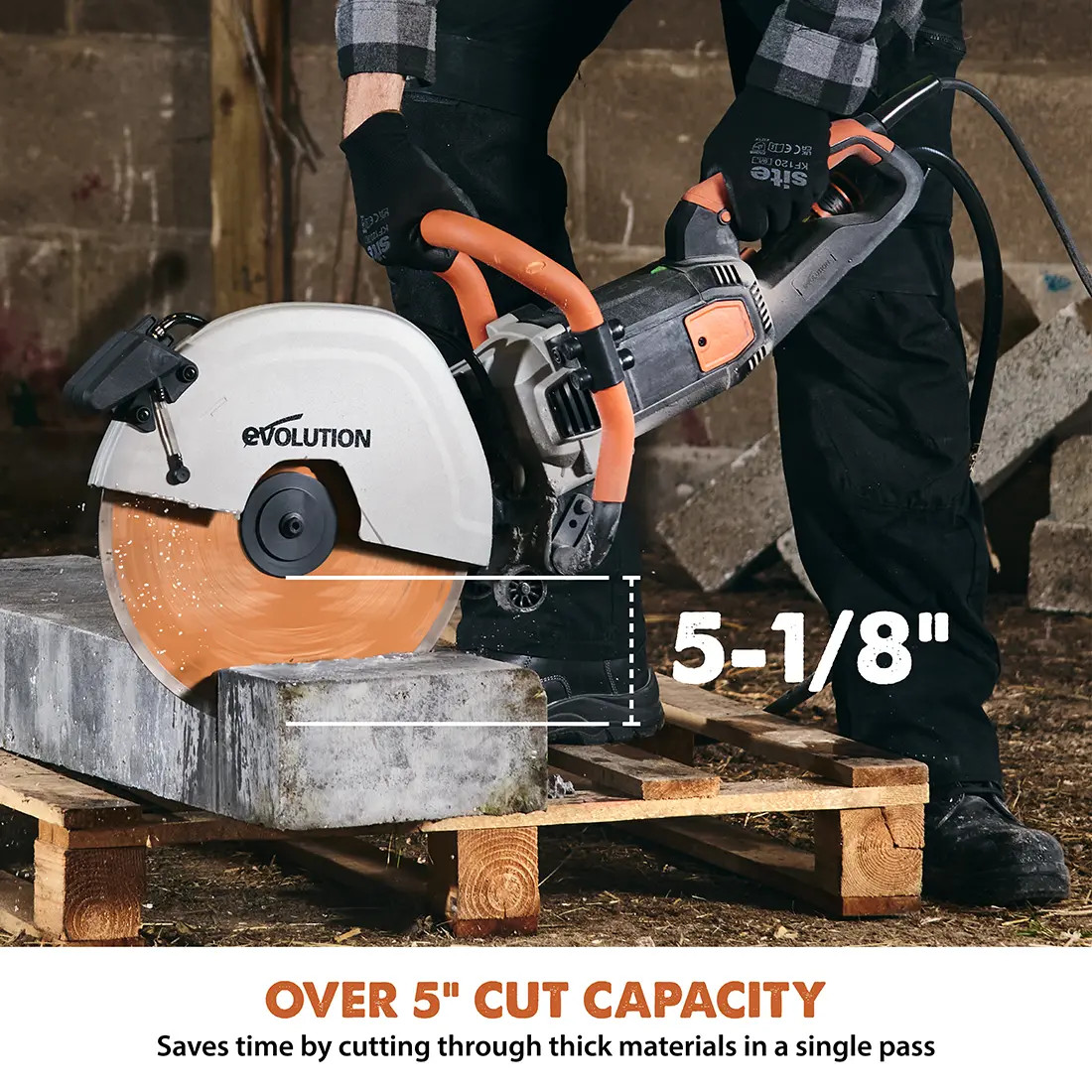 Evolution R14DCT | 14 in. | Electric Concrete Cut-Off Saw | Disc Cutter | Water