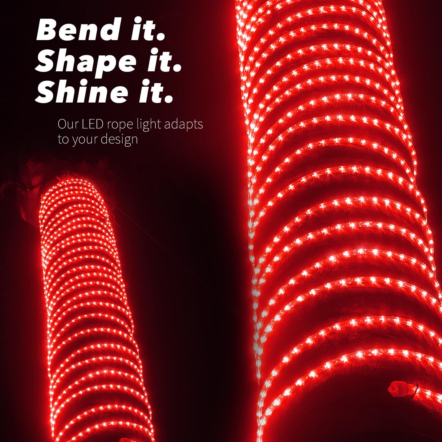 Red 8-Mode LED Outdoor Waterproof Rope Light 10′ 25′ 50′ 100′ 150′ 300′ ft