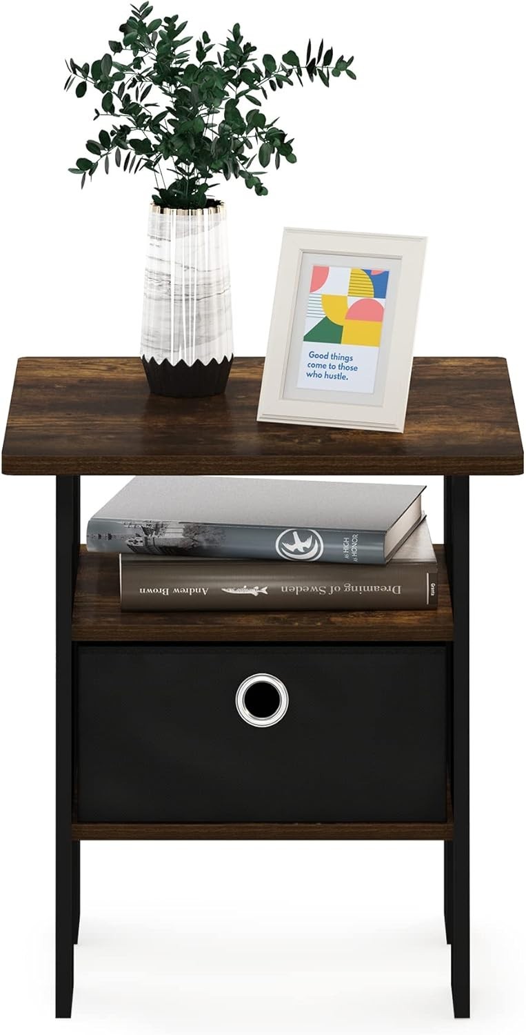 Contemporary Amber Pine Side Table with Open Shelves – Perfect for Any Room