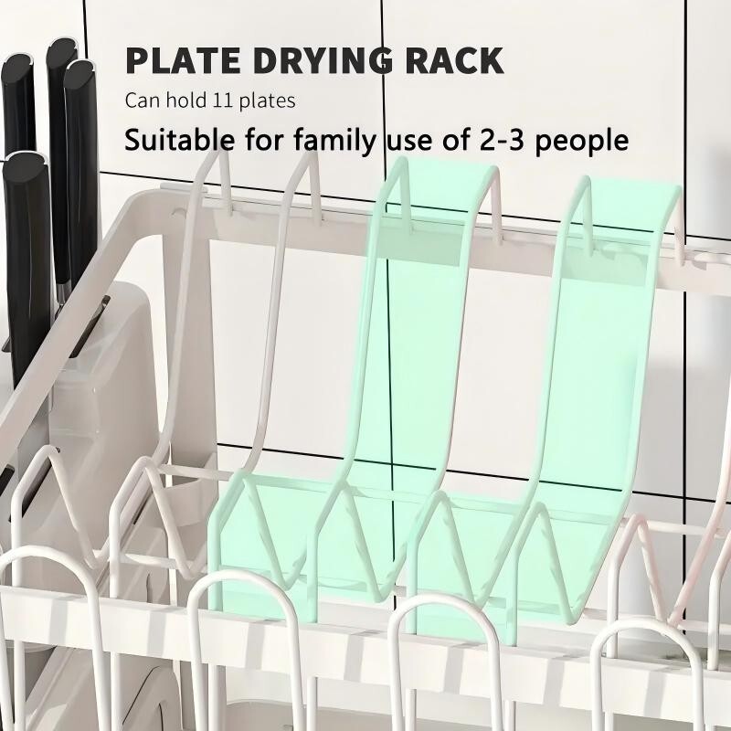 2-Tier Over Sink Dish Drying Rack Stainless Steel Kitchen Shelf Cutlery Drainer