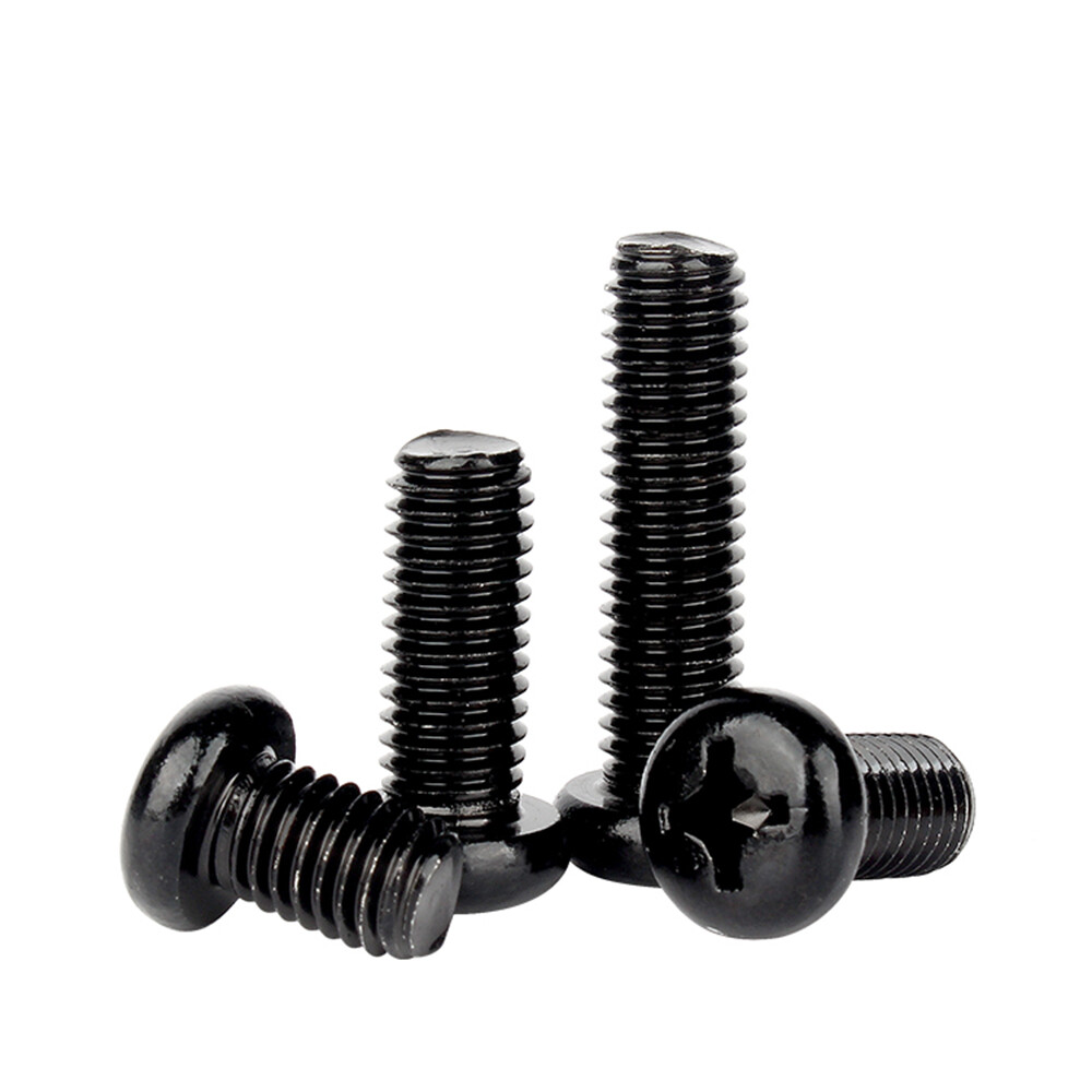 UNC 2 4 6 8 10 1/4 5/16 Black Pozi Phillips Pan Bolts Machine Screws Round Head